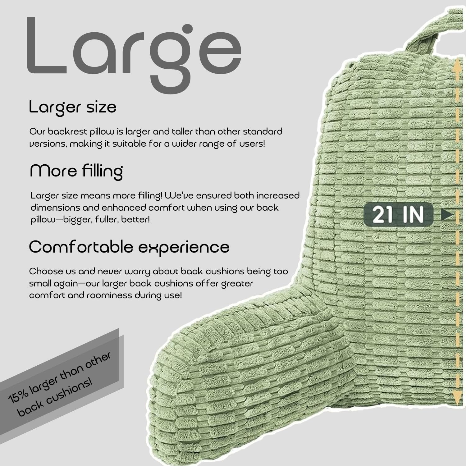 Reading Pillows for Sitting in Bed Adult, Back Rest Pillow for Sitting in Bed and Chair， Back Support Chair Pillow for Couch Support for Adult Backrest Pillows for Reading Green