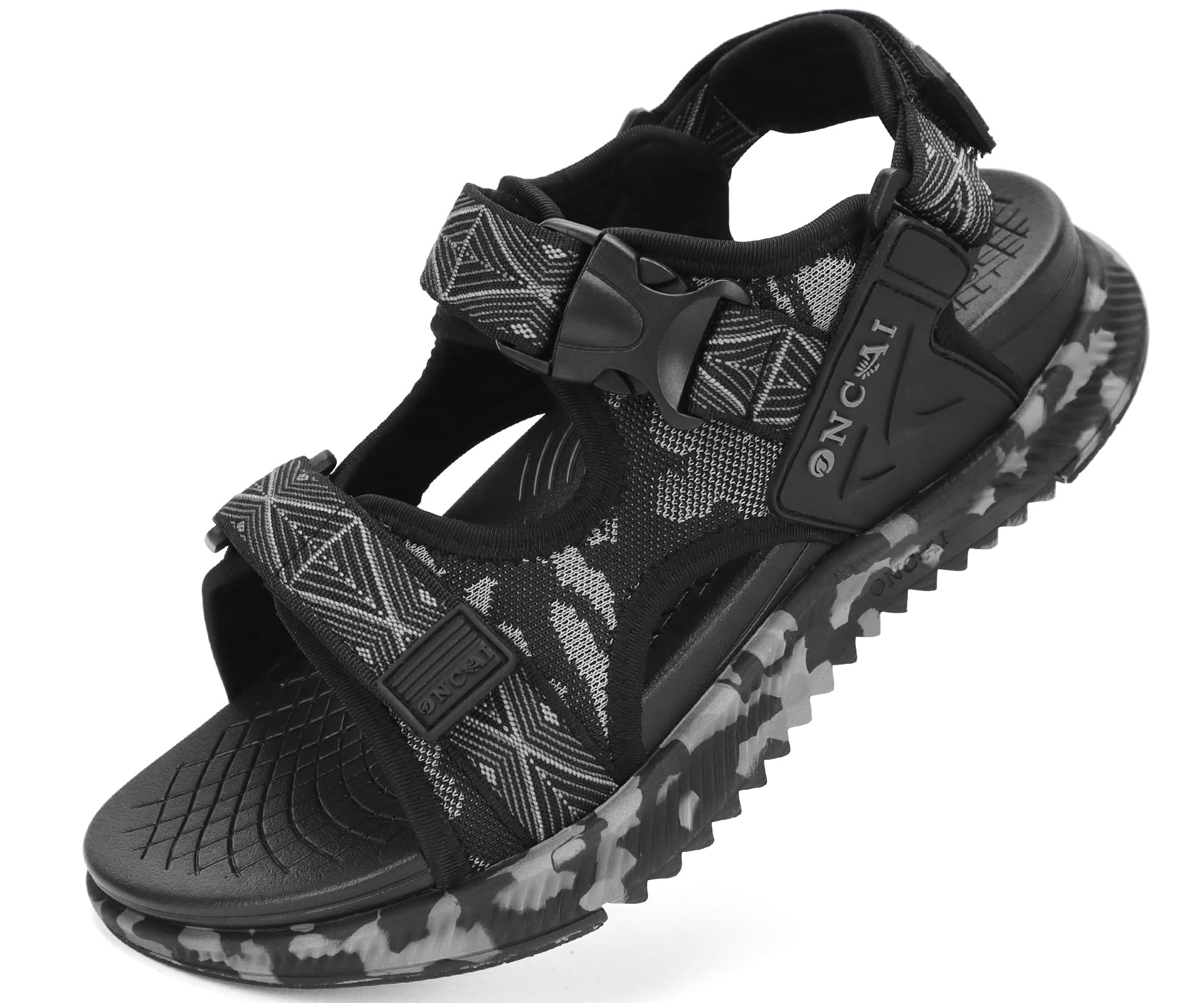 Men's Hiking Sandals，Arch Support Orthopedic Recovery Walking Sandal with Adjustable Strap Outdoor Summer Water Camouflage Mesh Athletic Sports Shoes US Size 7-15