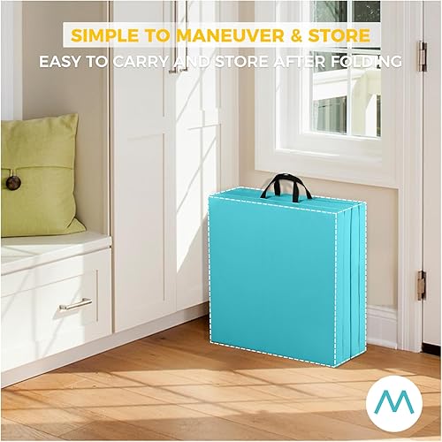 Miniatura 7 de Outroad - Alfombrilla plegable de piel sintética para gimnasia y ejercicios aeróbicos, de 6810 pies, con cierre de velcro para estirar, yoga,