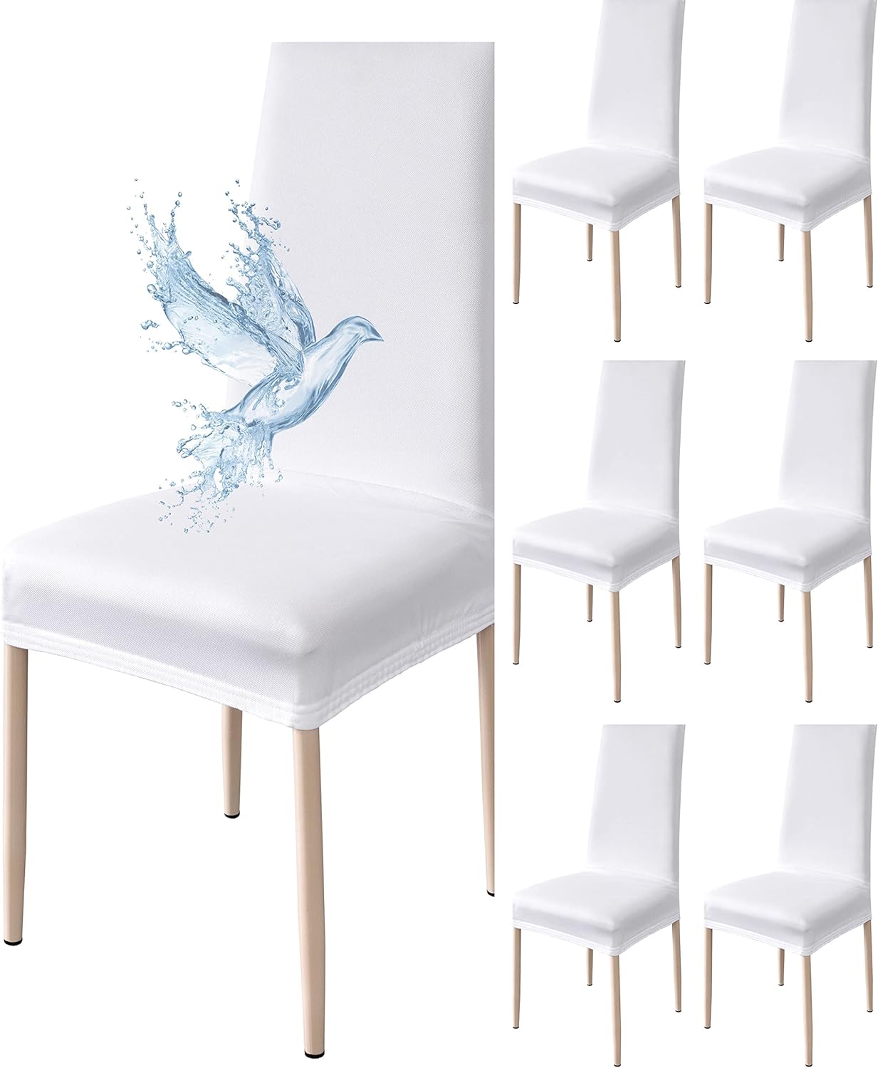 Coprisedie Elasticizzati 4 Pezzi - Impermeabili, Lavabili, Taglia Universale, Per Cucina E Soggiorno (Beige) - Foto 9