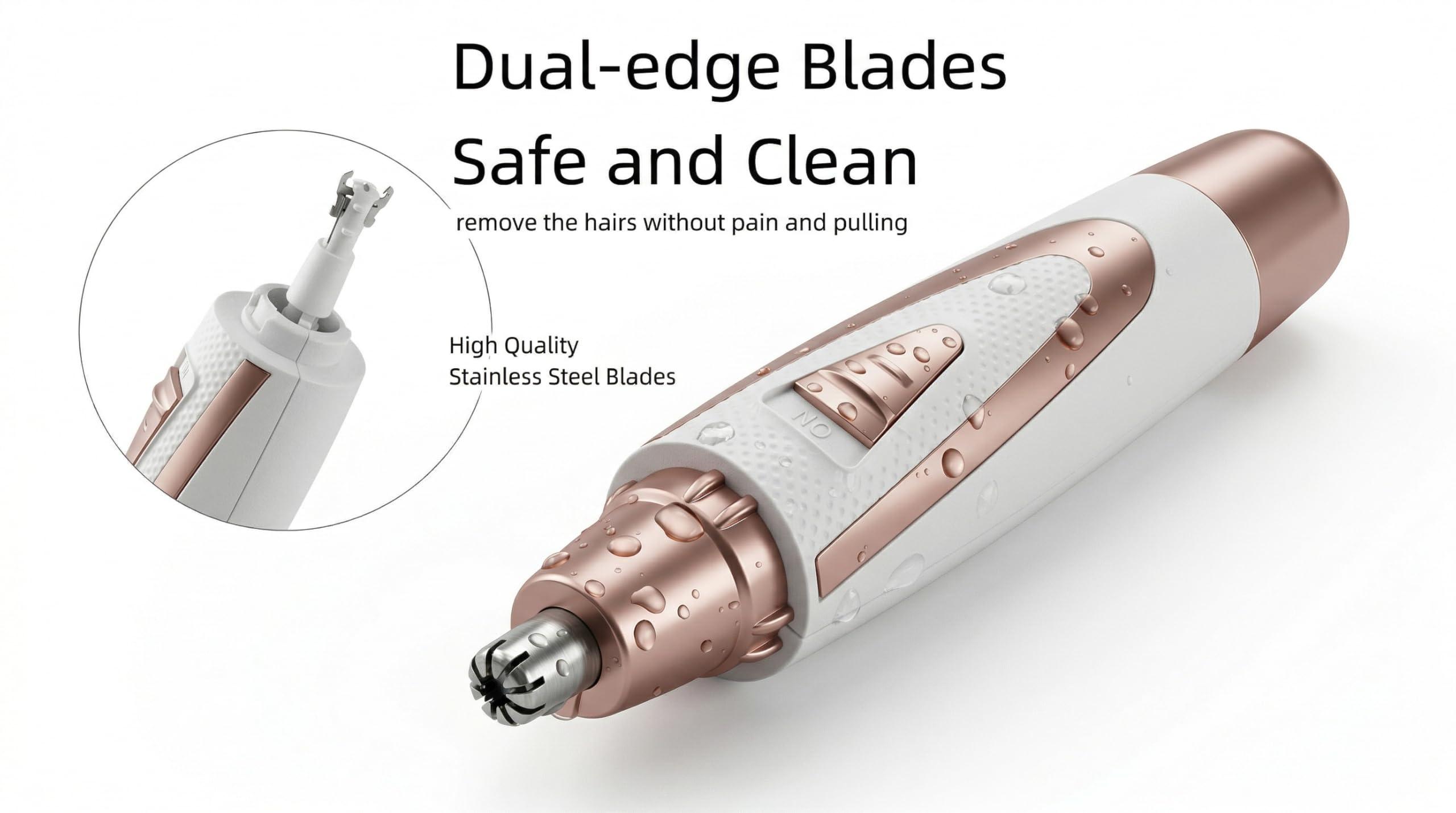 Ear and Nose Hair Trimmer Clippers: 2026 Professional Painless Eyebrow & Facial Hair Trimmers Remover for Women, Battery-Operated Nasal Clipper, Dual Edge Waterproof Blades for Easy Clean, Pink — Amazon image 4