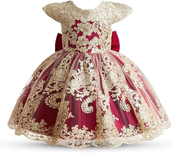 Nileafes Toddler Embroidered Lace Princess Dress Girls Wedding Bridesmaid Party Pageant Dresses