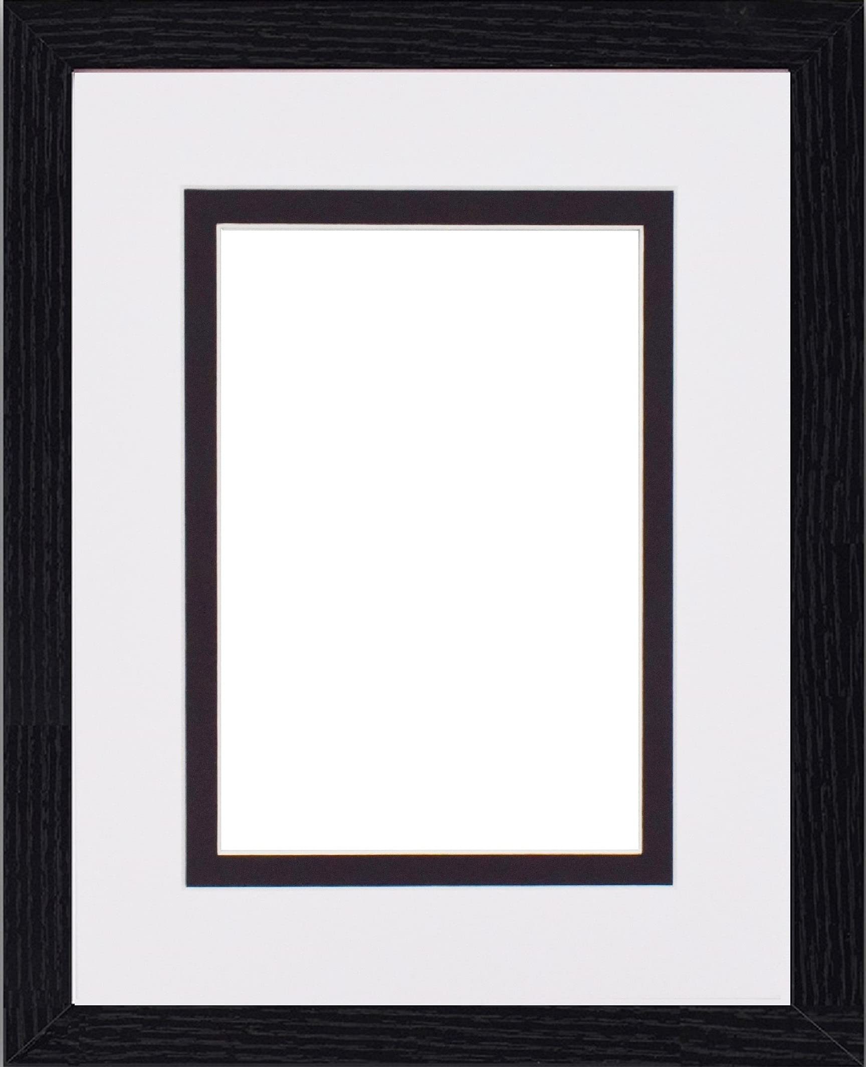 FRAME EAZY Black Double Mount Photo Frame Picture Poster Certificate Frames With Perspex Sheet- White On Black Mount- 24x20 For 20x16 pictures