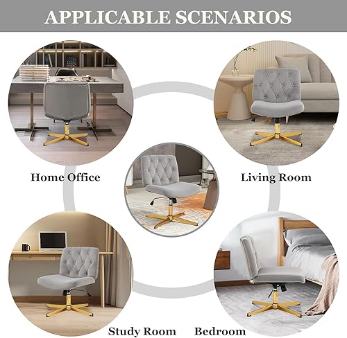 Miniatura 7 de NIOIIKIT Silla de escritorio para oficina en casa, silla giratoria de altura ajustable, silla giratoria tapizada de terciopelo, silla ejecutiva para