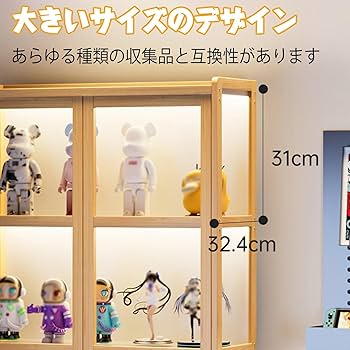 Amazon｜EFGETD アクリル扉付きディスプレイケース 5段竹製キュリオ
