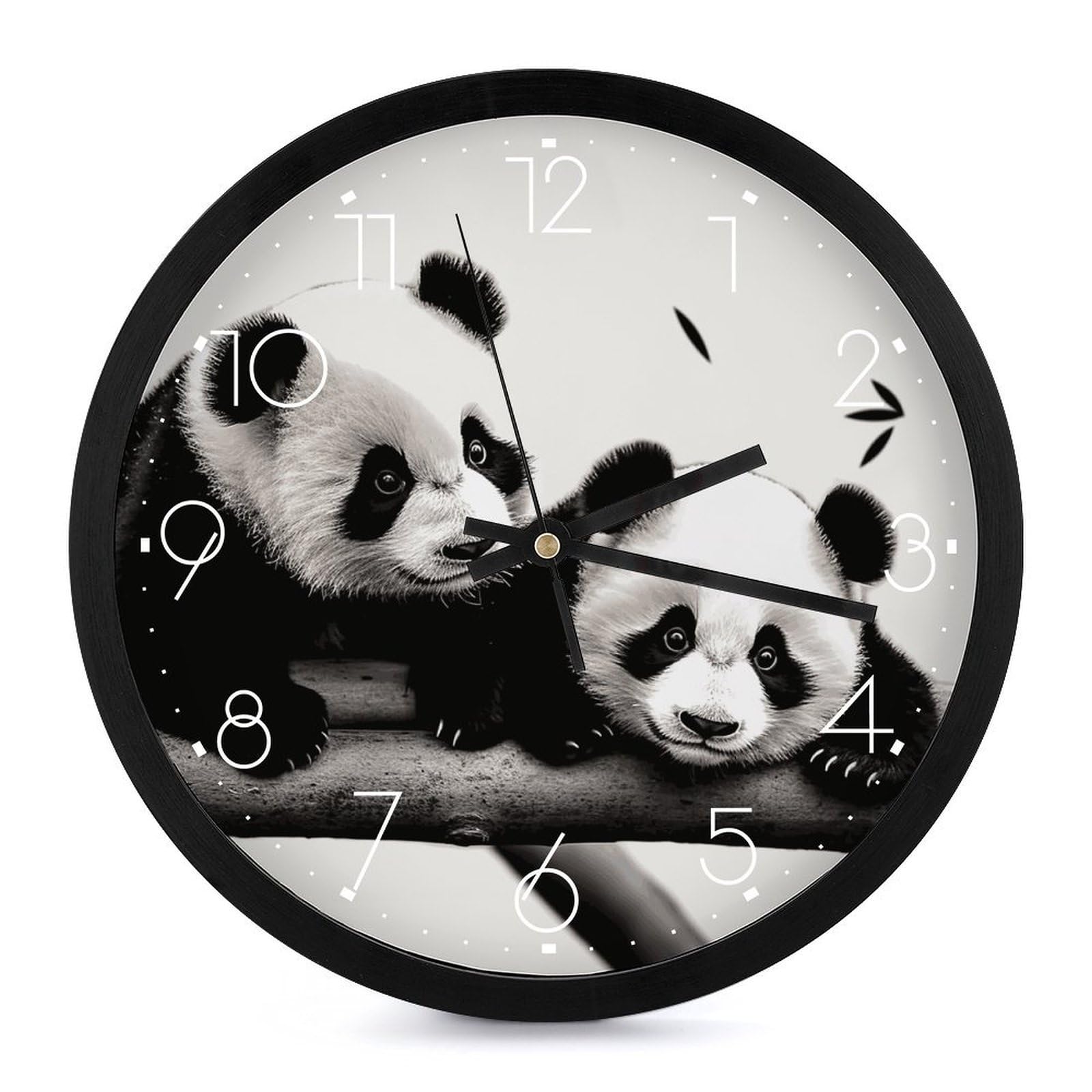 Horloge murale décorative pandas pour salon moderne