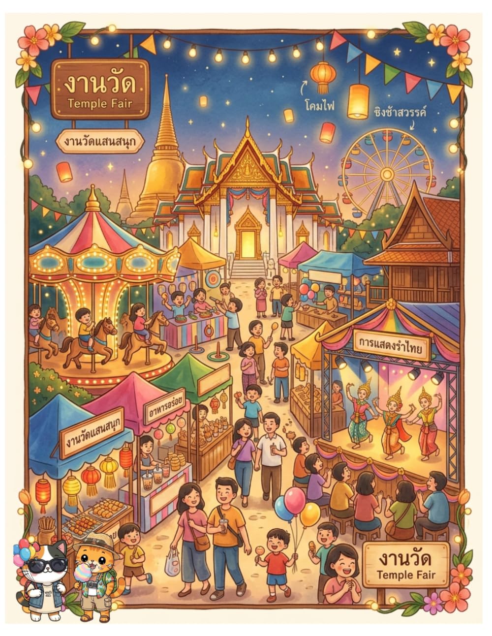 Thai Temple Fair: A Coloring Adventure: งานวัดไทย