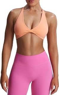 Aoxjox Metamorph Sienna Twist Sports Bra | chic front twist, sexy cross back,women's workout fitness yoga crop tank, 4-way stretch, gym essential