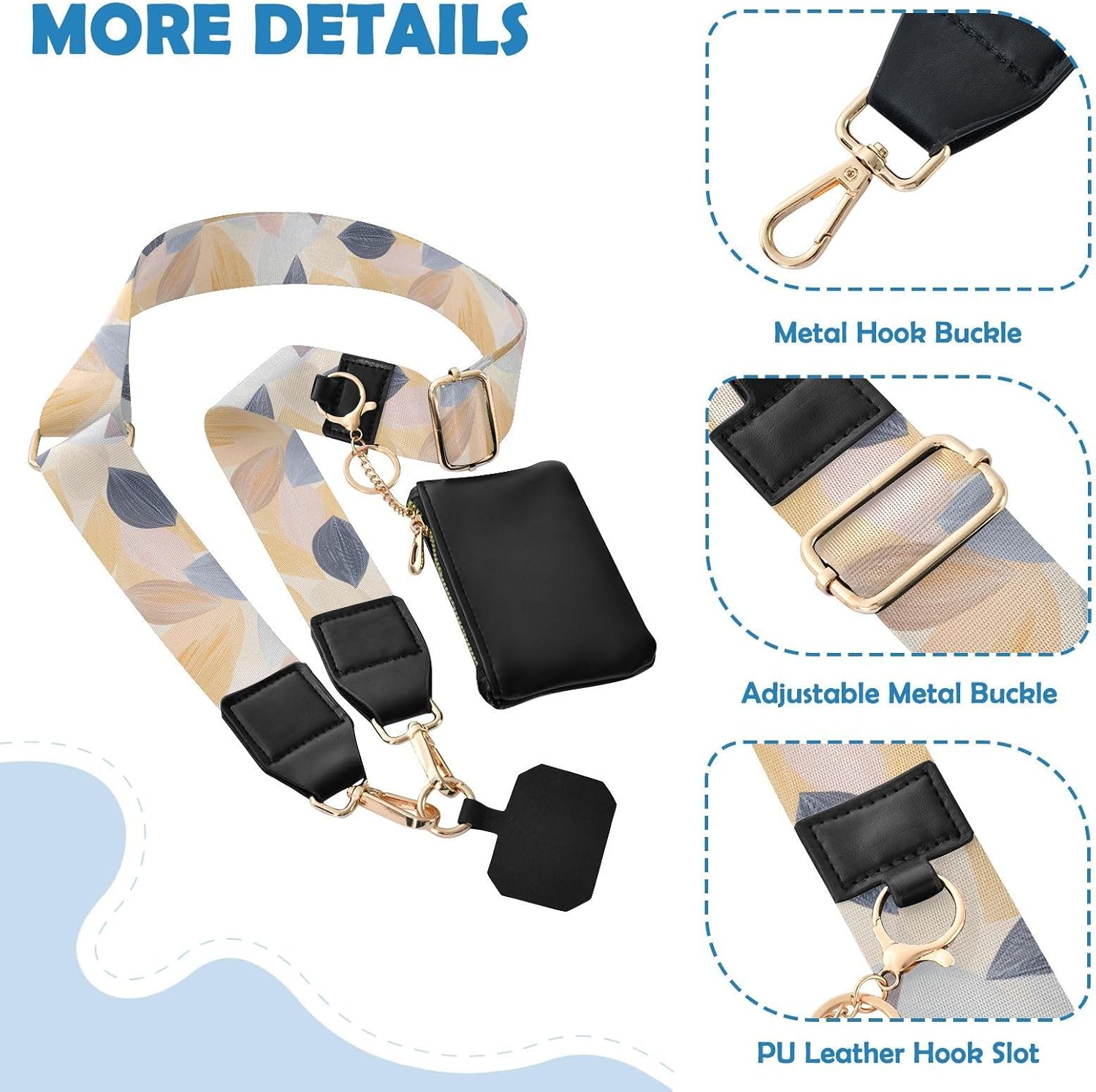 Cell Phone Lanyard Colorful Leaves Phone Strap Crossbody | Adjustable Neck Strap with Wallet,Anti-Theft,for Travel Hiking Dog Walking