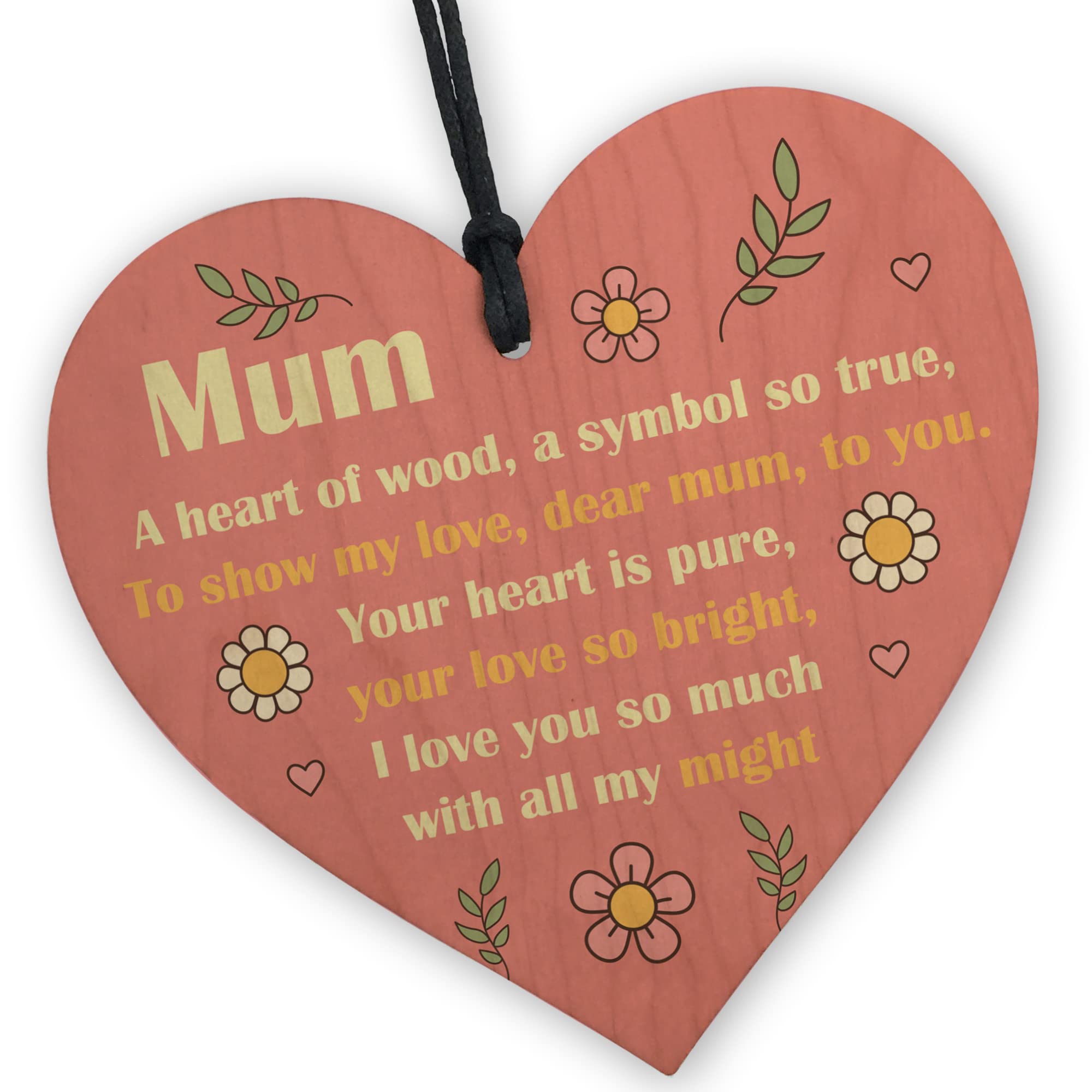 Red Ocean MumLove You With All My Might Wooden HeartHandcrafted Keepsake With Sentimental Message from B&Q