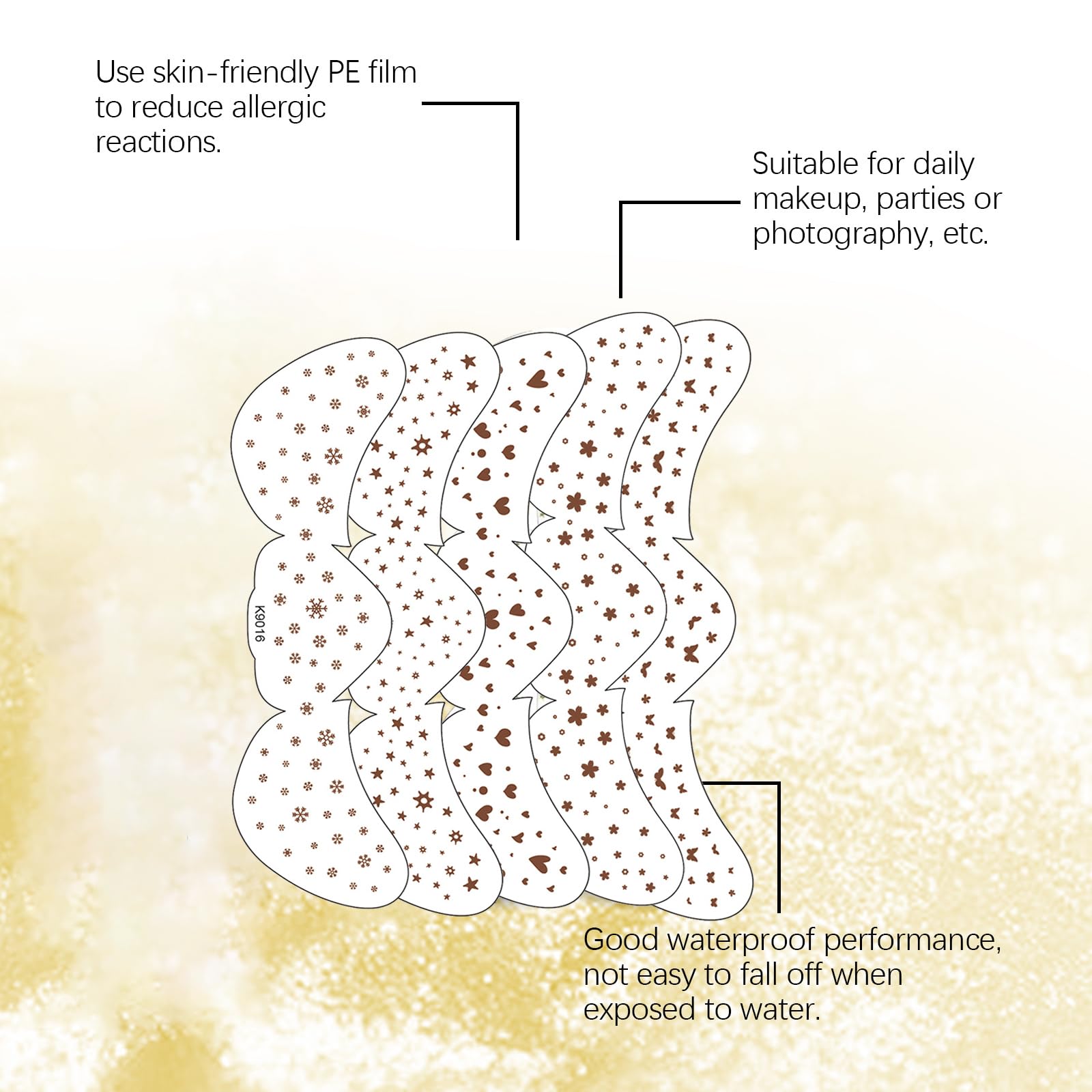 Face Tattoo Glitter Freckles Face Tattoo 5PCS Face Glitter Makeup Speckles Glitter Metallic Freckle Tattoos - Image 4