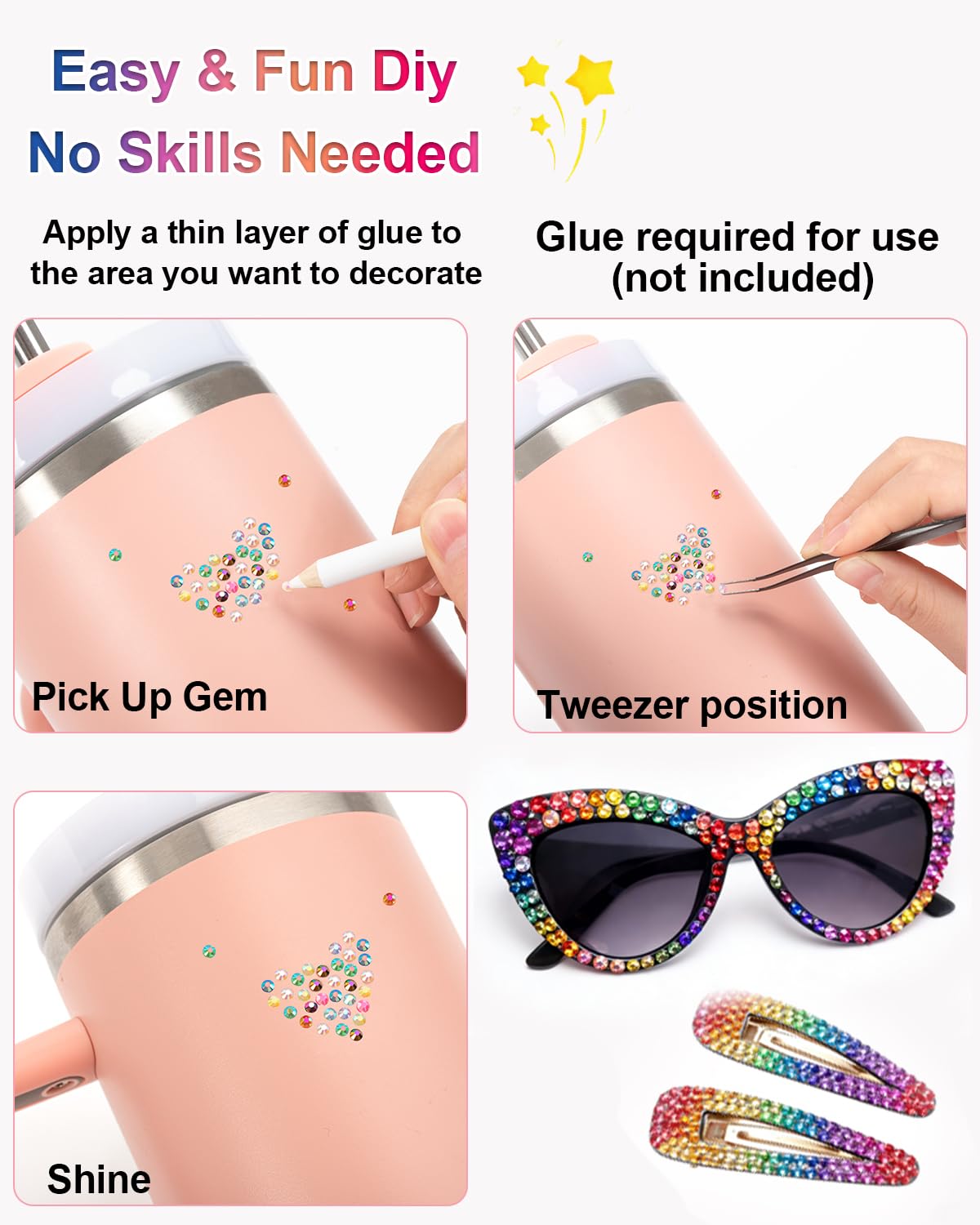 Vinuwu Bedazzling Kit, kit di strass Bedazzling in 42 colori, 32000+pezzi da 3 mm con retro piatto, per Bedazzling con penna, kit di gemme per nail art, ciondoli, abbigliamento, scarpe, libri