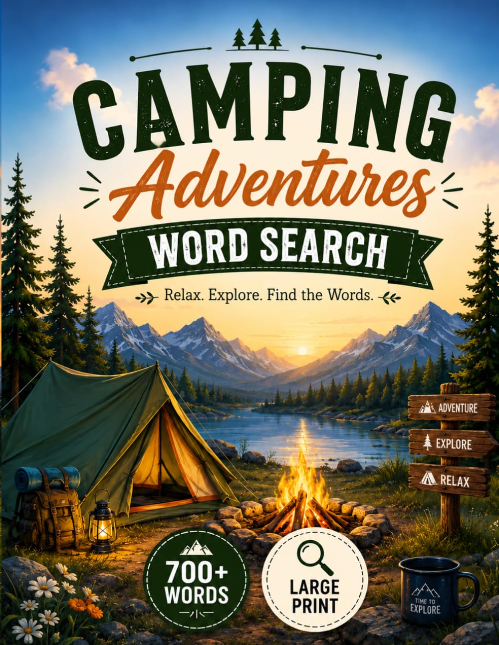 Camping Adventures Word Search: Relax | Explore | Find the words