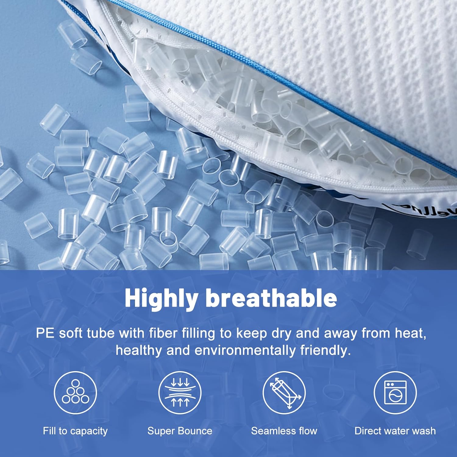 Constructs PE Soft Pipe Cervical Pillow, Adjustable Ergonomic Contour Neck Pillow for Back and Side Sleepers, Cooling Breathable & Machine Washable, Odorless Support (Neck Protection Style)