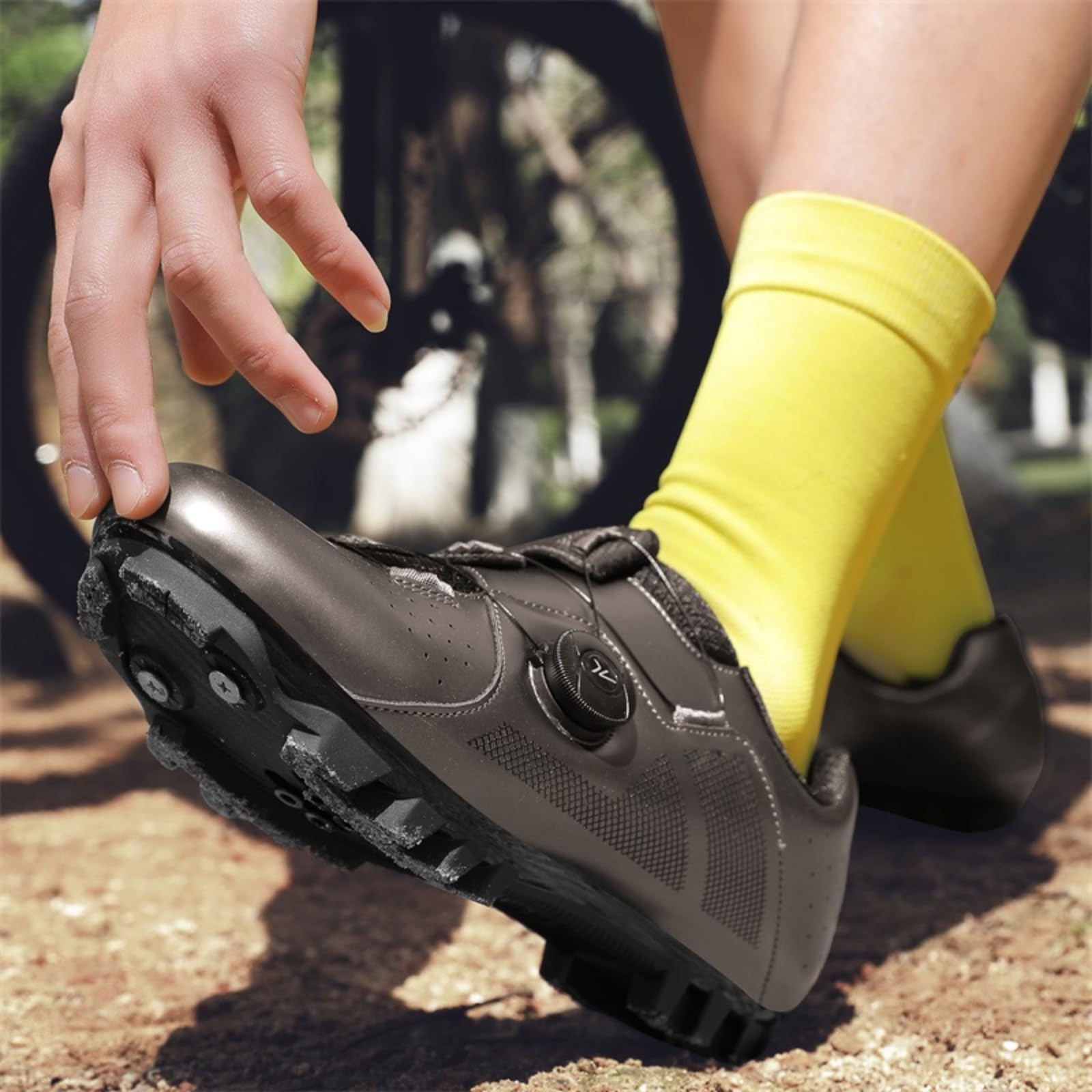 JiuQing Buty rowerowe MTB dla mężczyzn i kobiet z 2 śrubami blokami SPD lekkie buty do jazdy na rowerze górskim do użytku wewnątrz i na zewnątrz