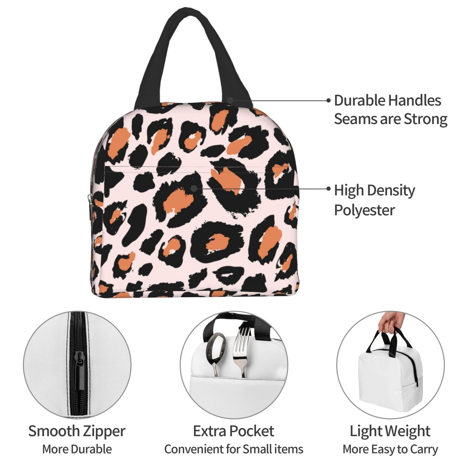 famyily Borsa termica per il pranzo con stampa leopardata ghepardo