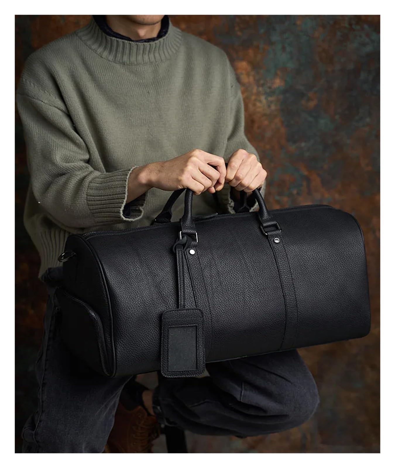 Leder-Wochenendtasche for Herren und Damen, Reisetasche, Reisegepäck, for mit Schuhfach, große aus Leder Für Reisen oder Fitness