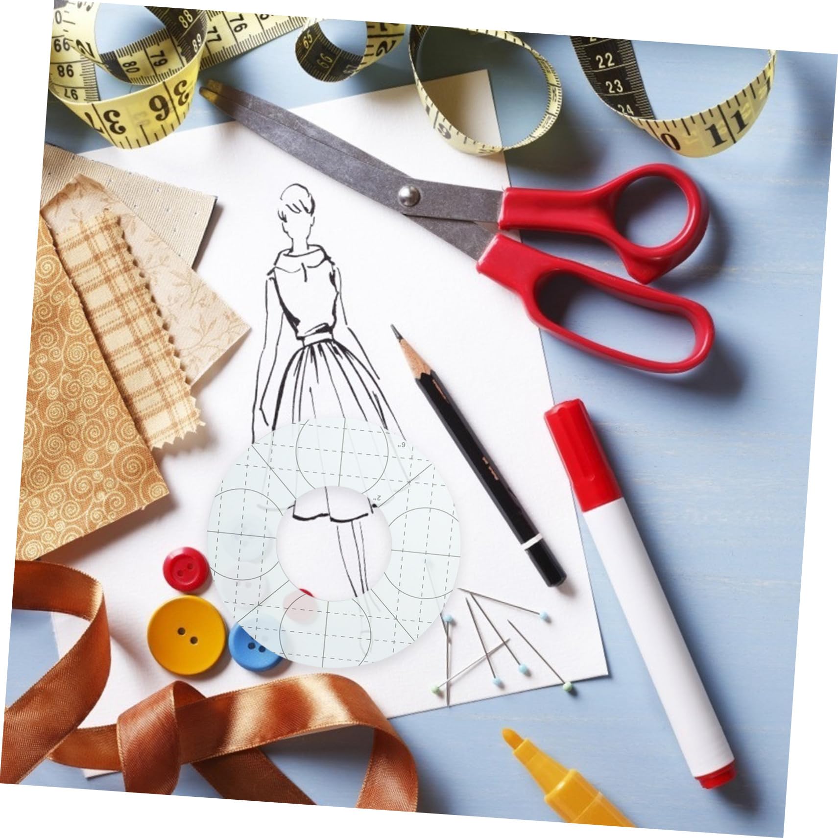 5 pezzi Righelli Patchwork in Plastica Antiscivolo per Cucito e Trapuntatura Template Circolari per Taglio Tessuti e Design Abbigliamento per Hobby e Professionisti