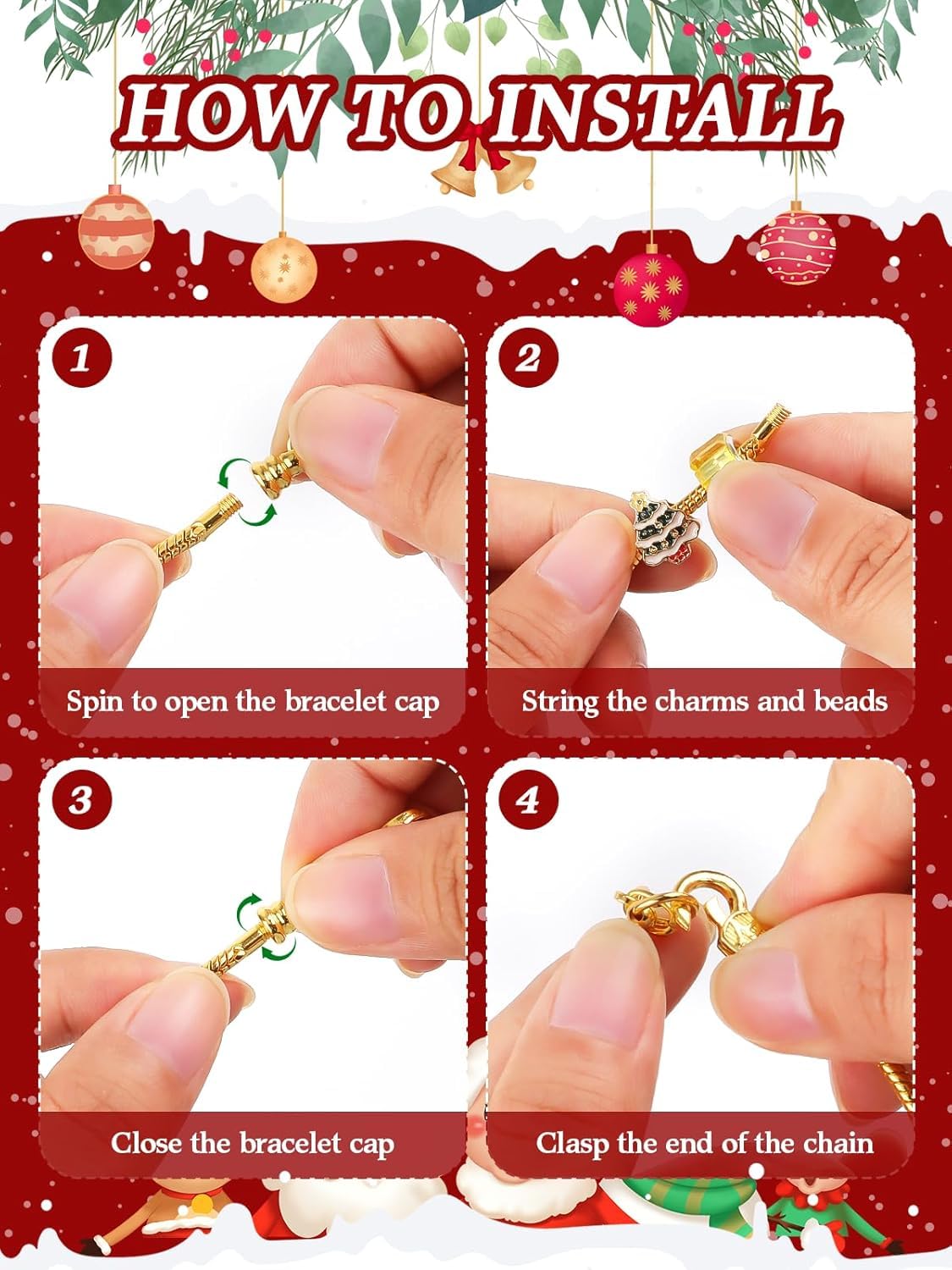 Jewellery Advent Calendar 2024 Girls, Advent Calendar 2024 Teen Girls, 24 Days of Surprise Xmas Count down Gifts, DIY Charm Bracelet Making Kit Gift Idea for girls - Image 3