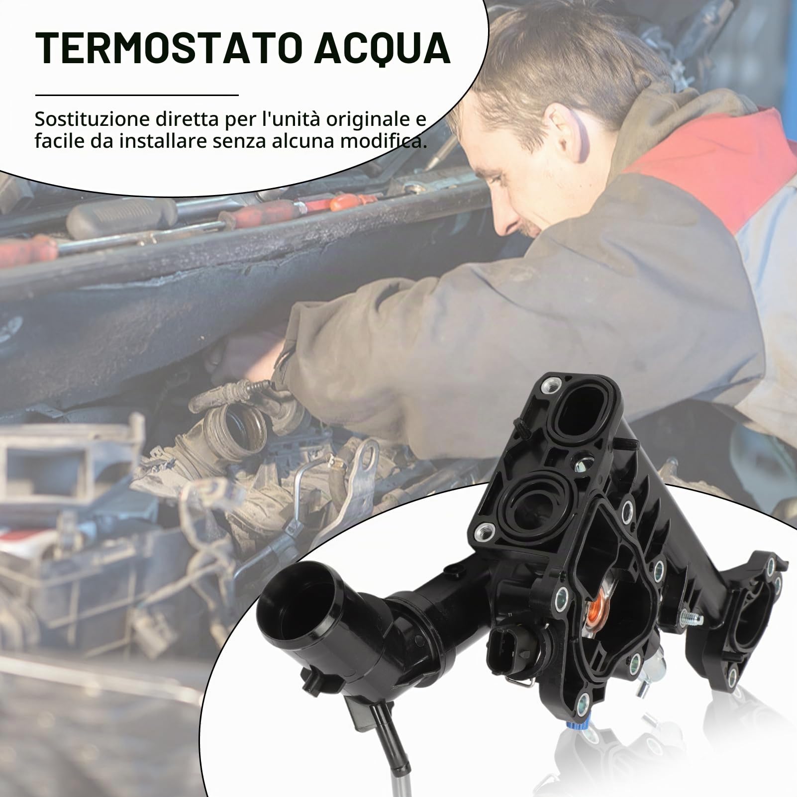Alloggiamento Termostato Radiatore Acqua Forno Giulietta 500L 500X Doblo Cargo Monospace Tipo Cherokee Compass Renegade SUV SX4 S-Cross Vitara Termostato Acqua 55254237, 55271190