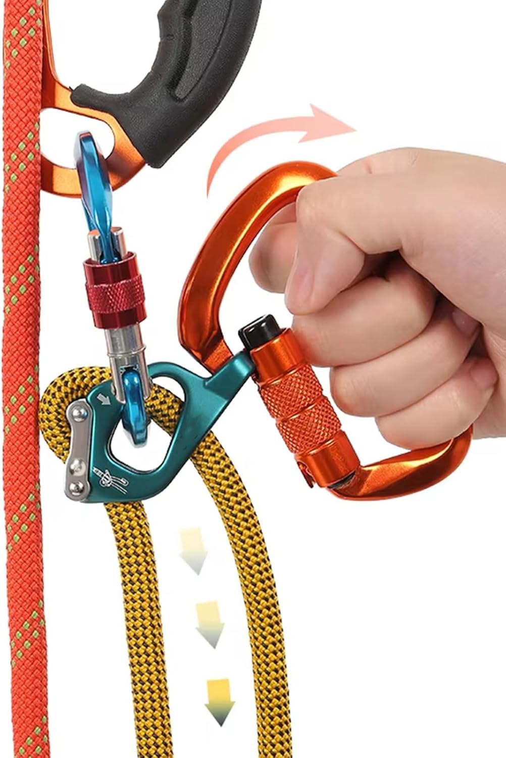 Professional Adjust Cowstail Positioning Lanyard Adjuster for Ascending Descending Rock Climbing Mountaineering Tool