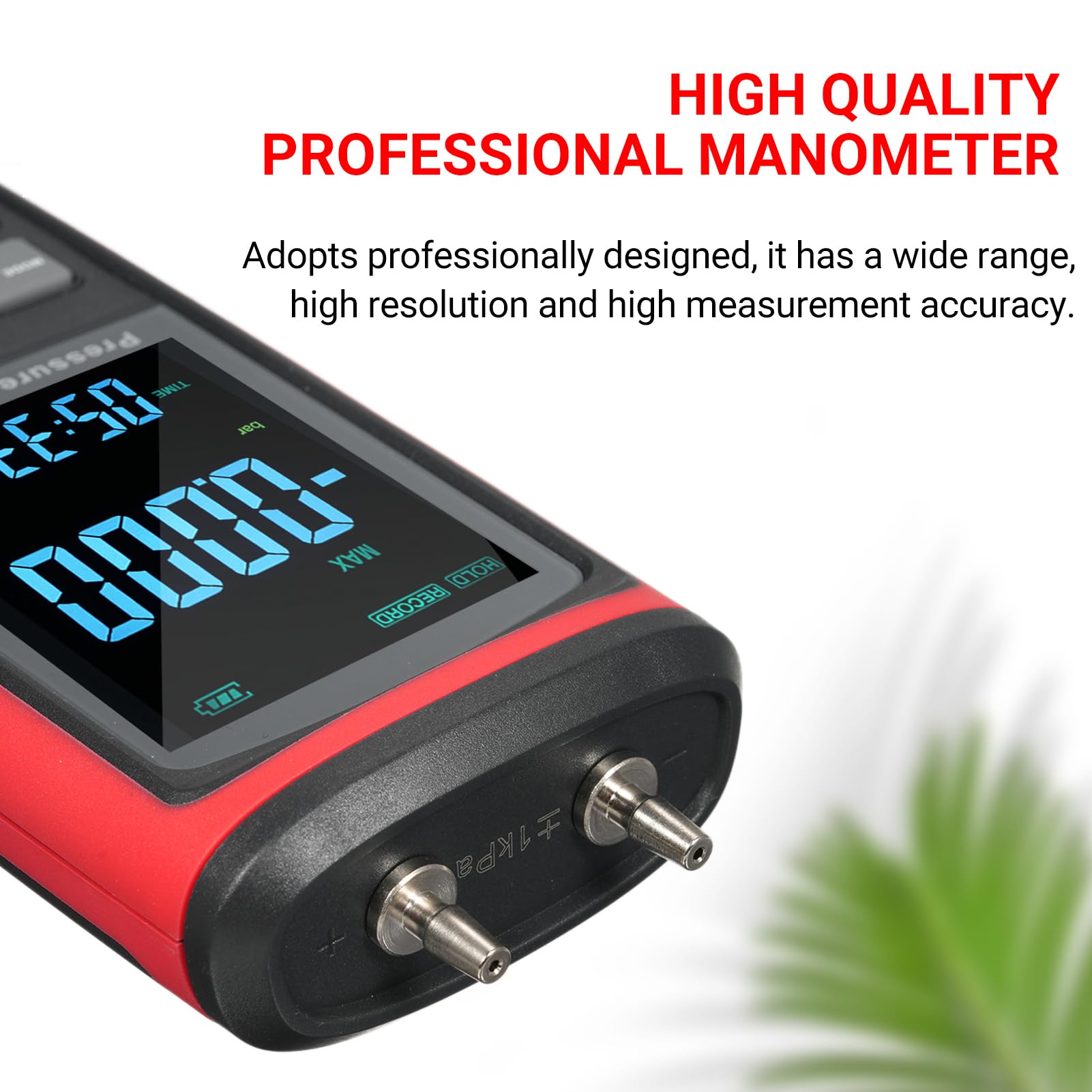 LANDTEK Digital Manometer - Dual-Port Gas Pressure Tester With Data Logger, 13 Units, ±50Kpa Range For HVAC