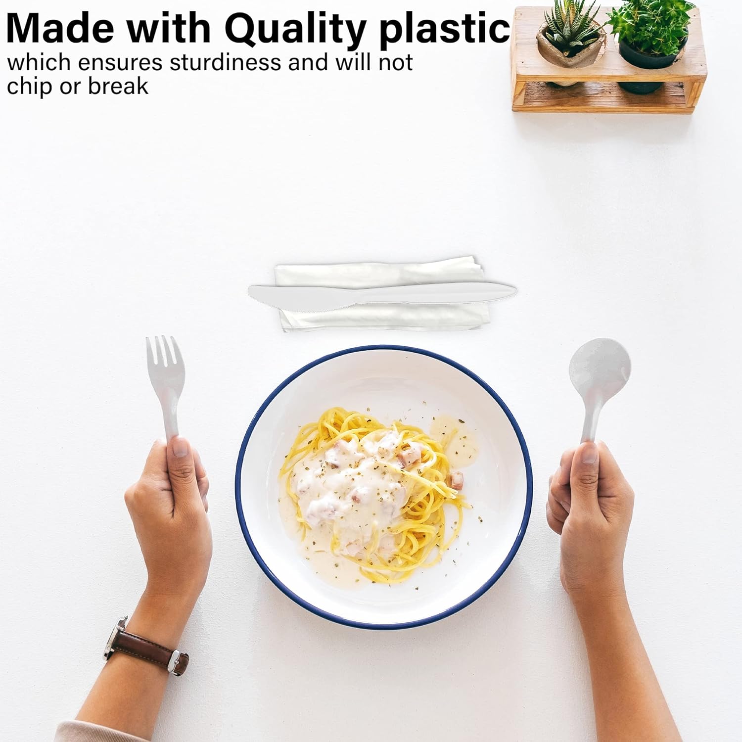 MT Products White Individually Wrapped Cutlery Plastic Utensils - Disposable Silverware Set - Pack of 250