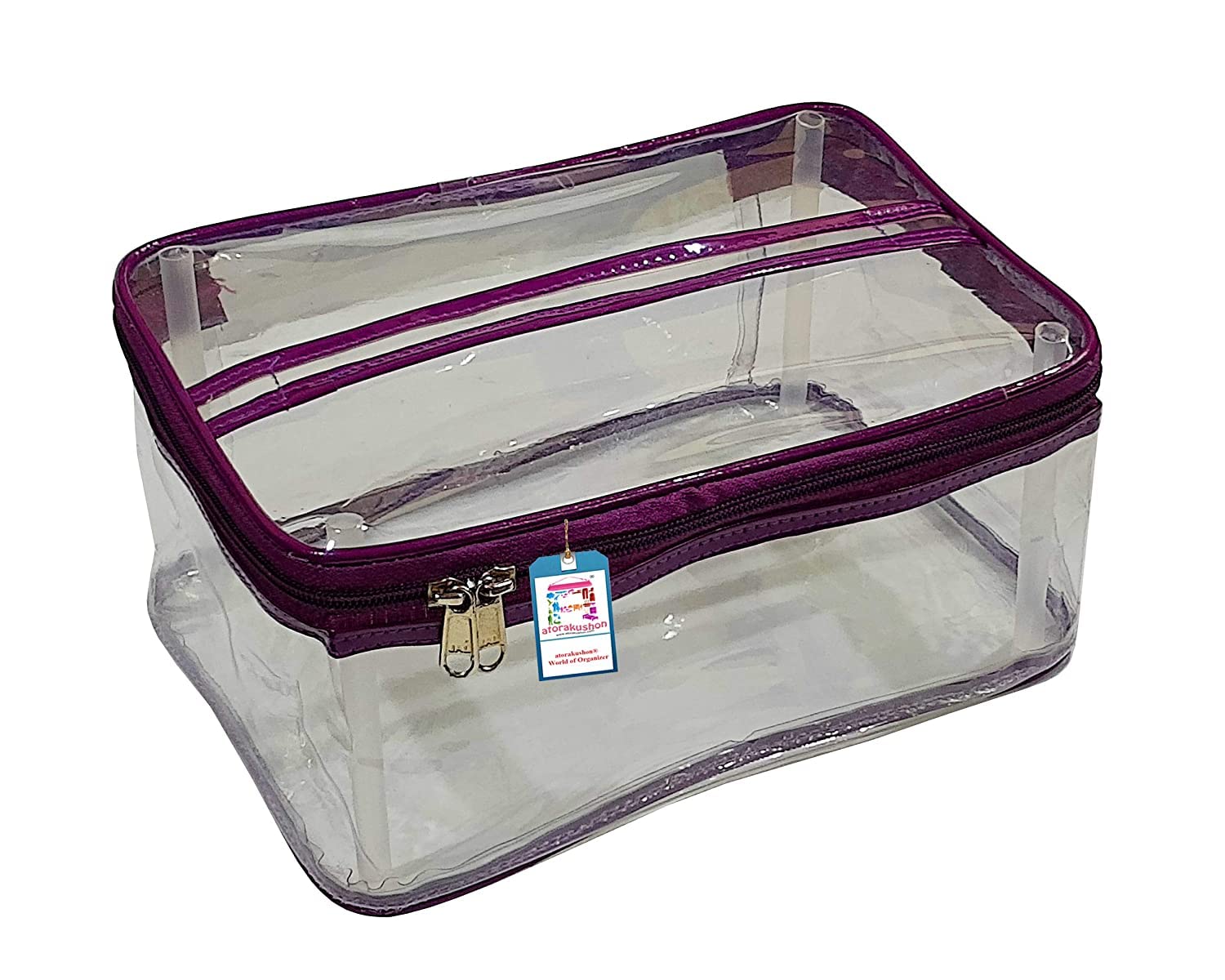 atorakushon® Makeup Storage Zipper Pouch Cosmetic Utility Toiletry Wardrobe Organizer Jewellery Pouch Box Travel Vanity Artist Storage Bag for Woman