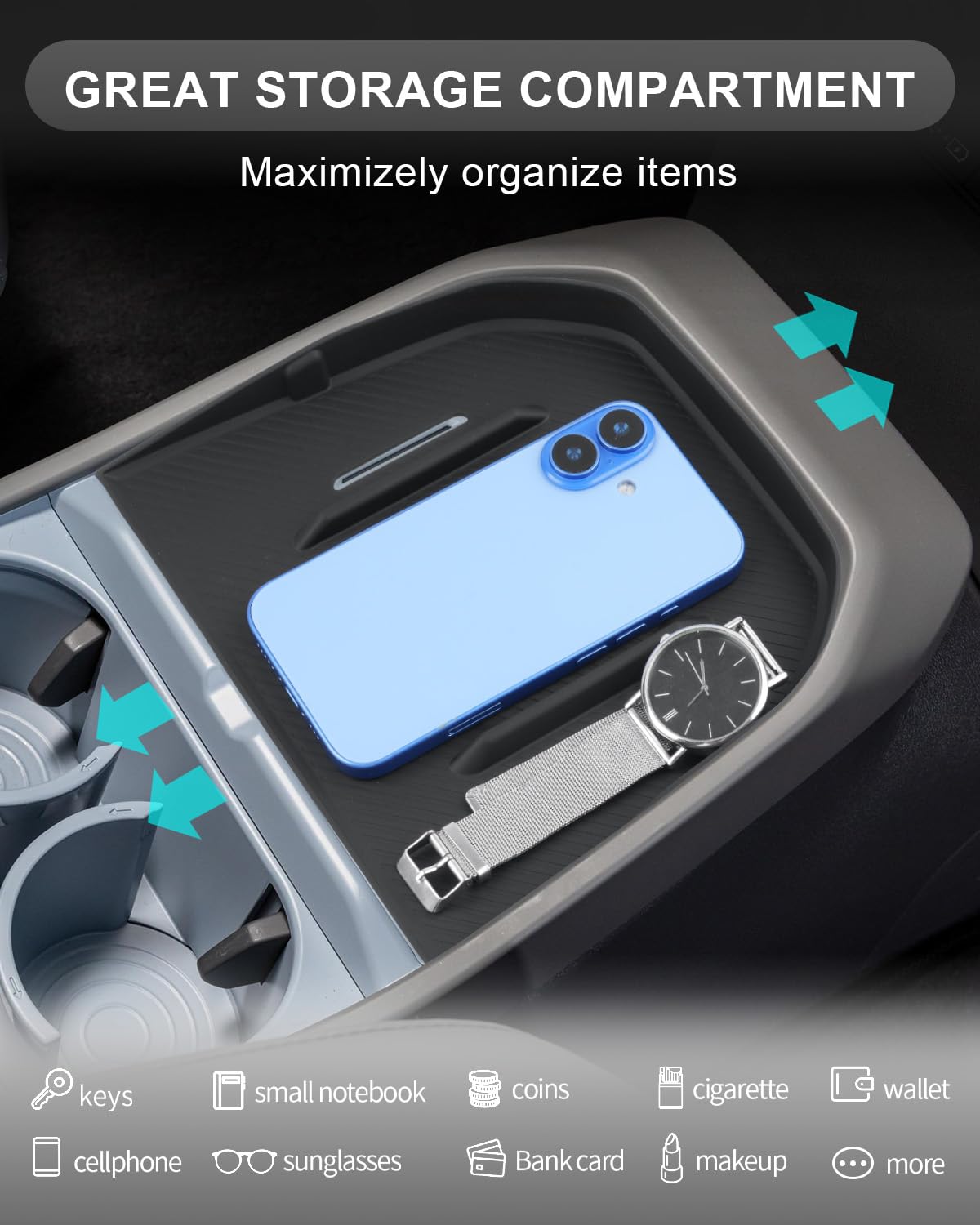CDEFG Compatible avec Kia EV3 2025 2026 Tapis de chargement sans fil console centrale Tapis antidérapant en silicone antidérapant Tapis de chargement de voiture EV3 GT 2026 Accessoires