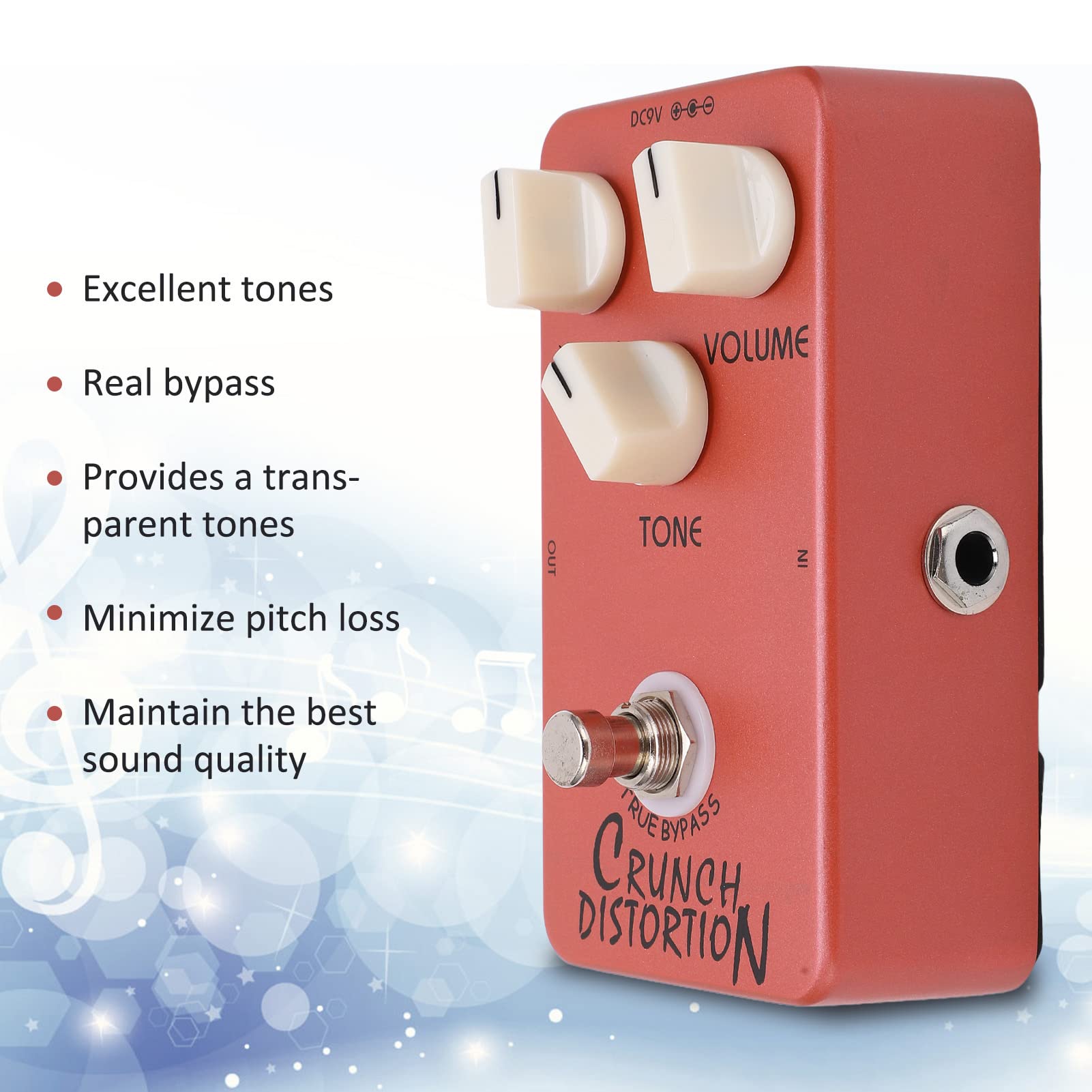 Pedale distorsione Pedale effetto per chitarra British Rock Metal True Bypass Design compatto rosso scuro Custodia interamente in metallo per musicisti di chitarristi elettrici