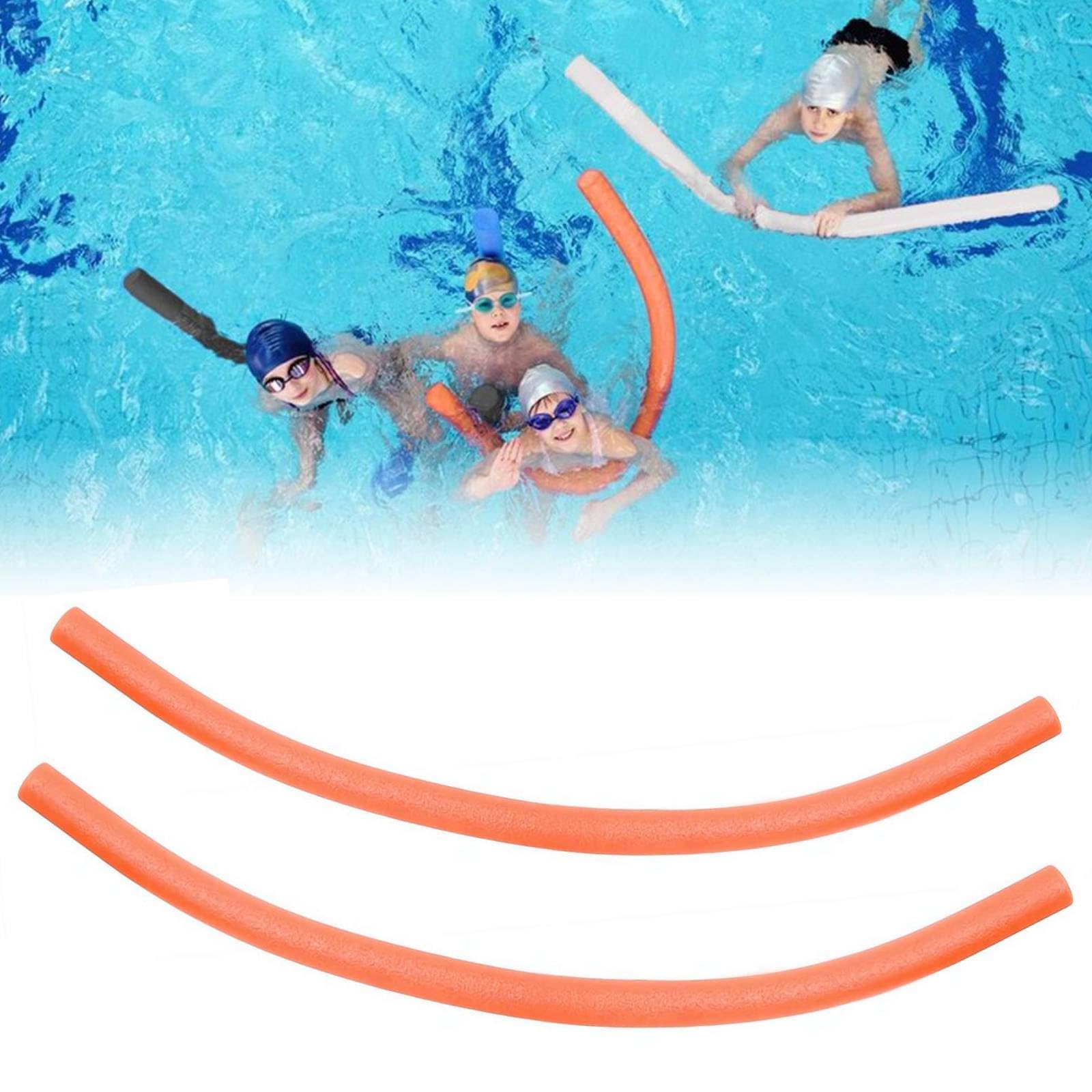 Pool Noodles 59'', Flexible Hollow Foam Swim Noodle For Swimming Pool Lake Beach, High Buoyancy Water Exercise Aid For Adults And Beginners, Safe Floating Stick With Vivid Colors (Orange 2Pcs)