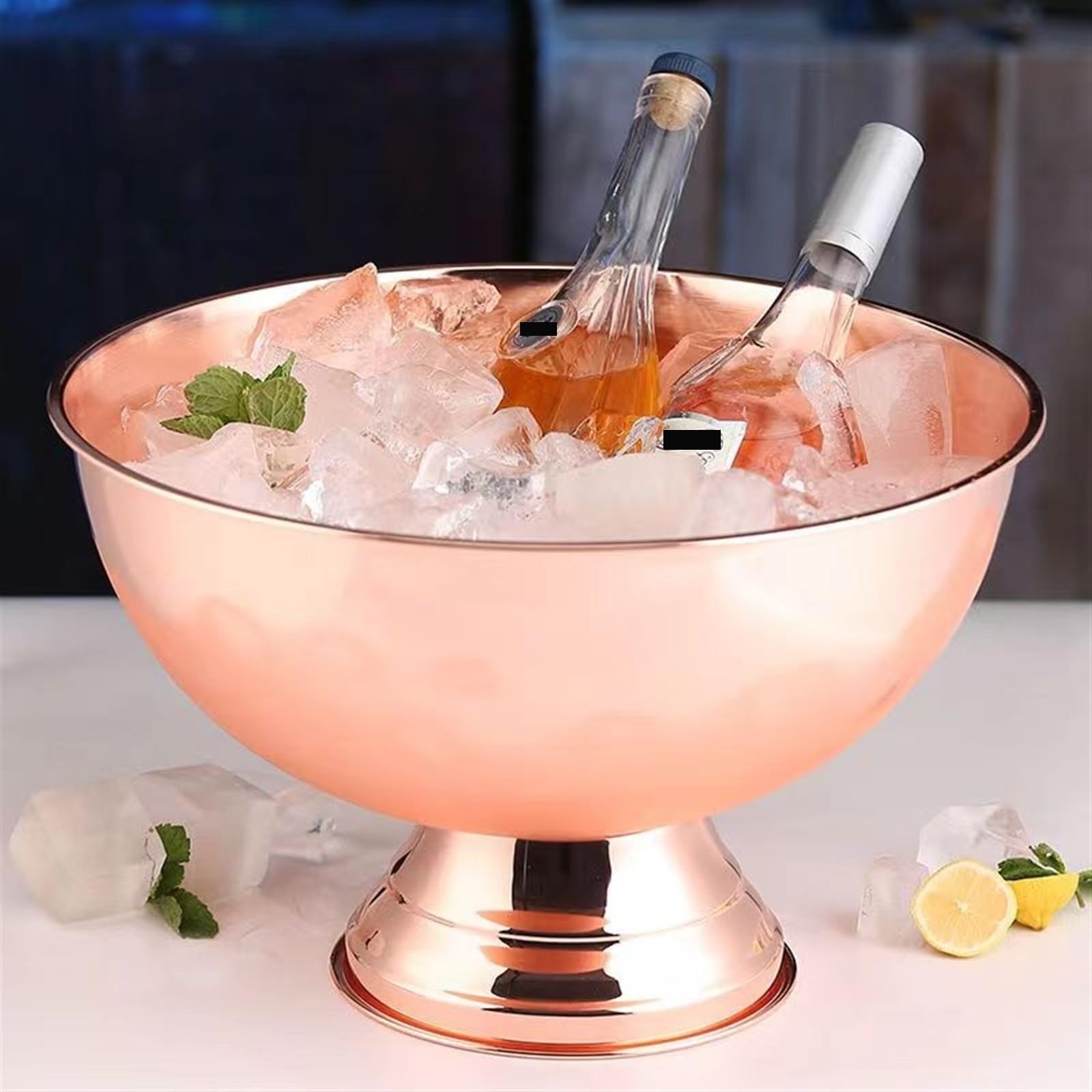 Cubo de Hielo Cuenco for champán de 13,5 L, Cubo Hielo Grande Acero Inoxidable Dorado y Plateado, Cuenco for Bar, for Cerveza, Lavabo Adecuado for Hotel Cubo de Hielo frío para Barra
