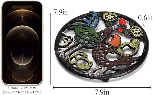 Miniatura 2 de BRASSTAR Salvamanteles coloridos de hierro fundido con estampado de pollo para ollas calientes, sartenes, platos, cocina decorativa o mesa de