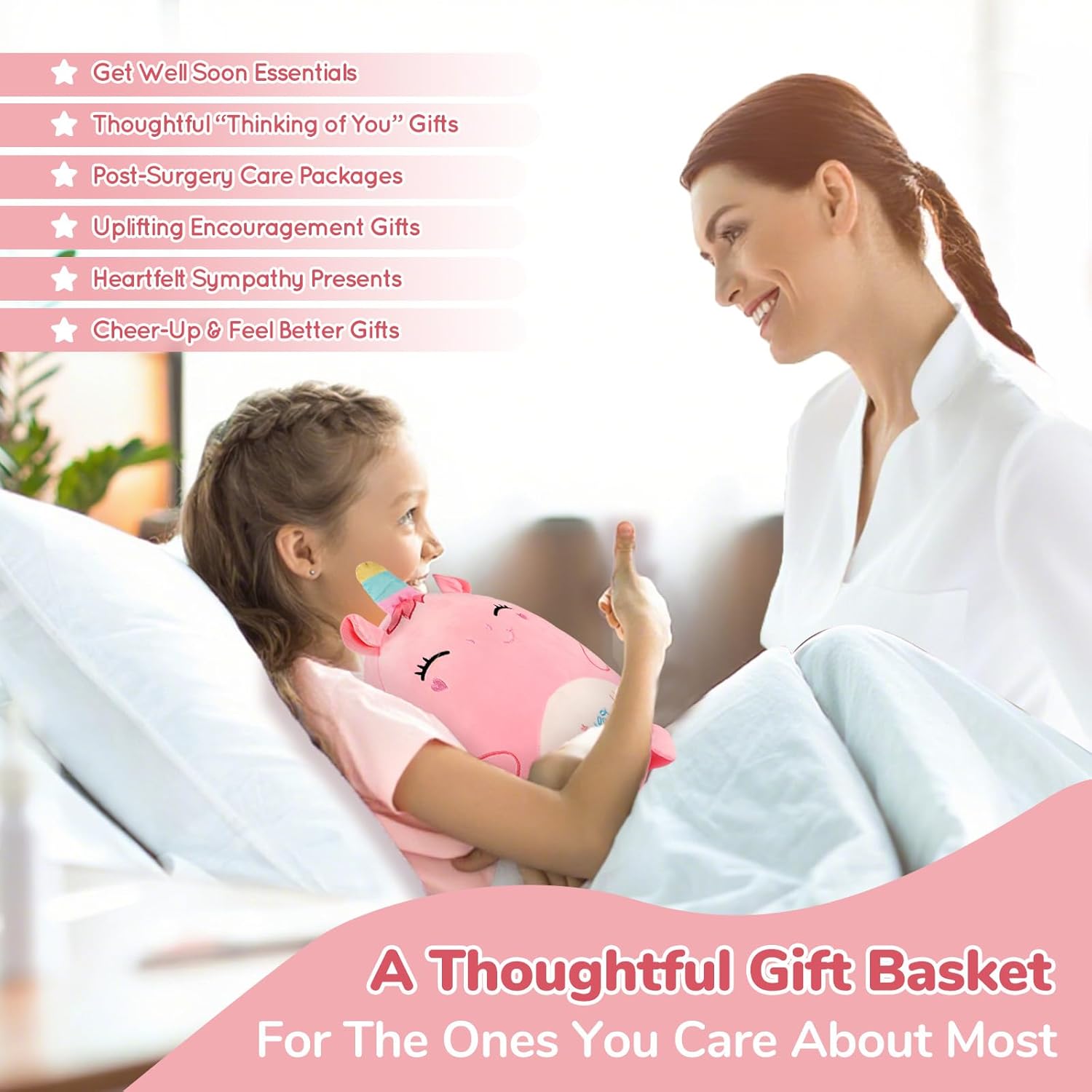 Get Well Soon Gift for Kids Girls, Feel Better Gifts for Kid, 12'' Get Well Soon Unicorn Plush Pillow & Soft Cozy Flannel Kids Throw Blanket, Unicorn Gifts Set for Girls, Kids Get Well Baskets - Image 3