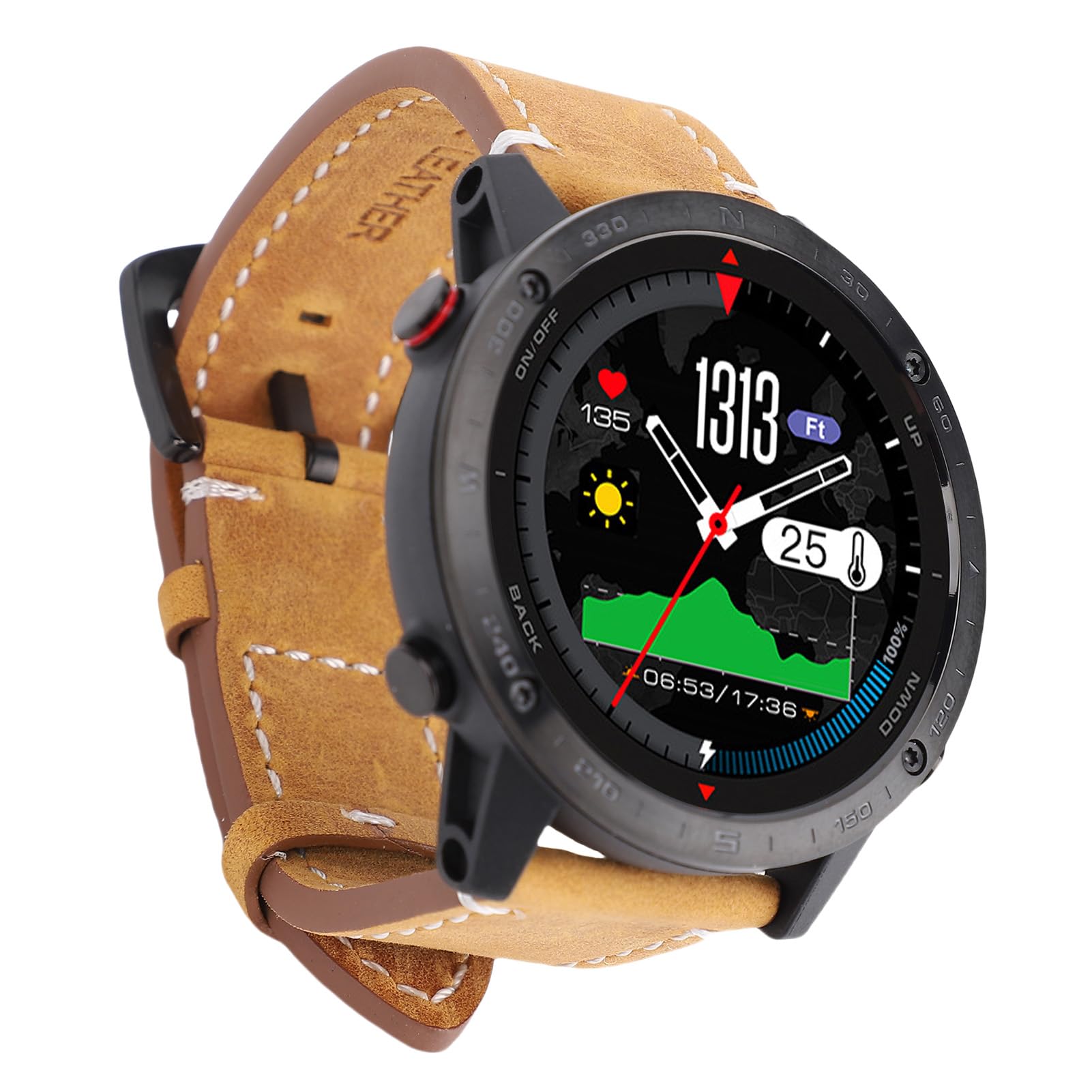 Smartwatch da Uomo Fitness Tracker Sportivo Rotondo Impermeabile da 1,3 Pollici per Immersioni e Corsa con Lega Ti e Silicone