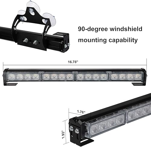 Miniatura 9 de ASPL - Barra de luz LED intermitente de emergencia de 2 x 16.8 pulgadas, para advertencia en tráfico. Barra de luz estroboscópica de 32 LED con 26