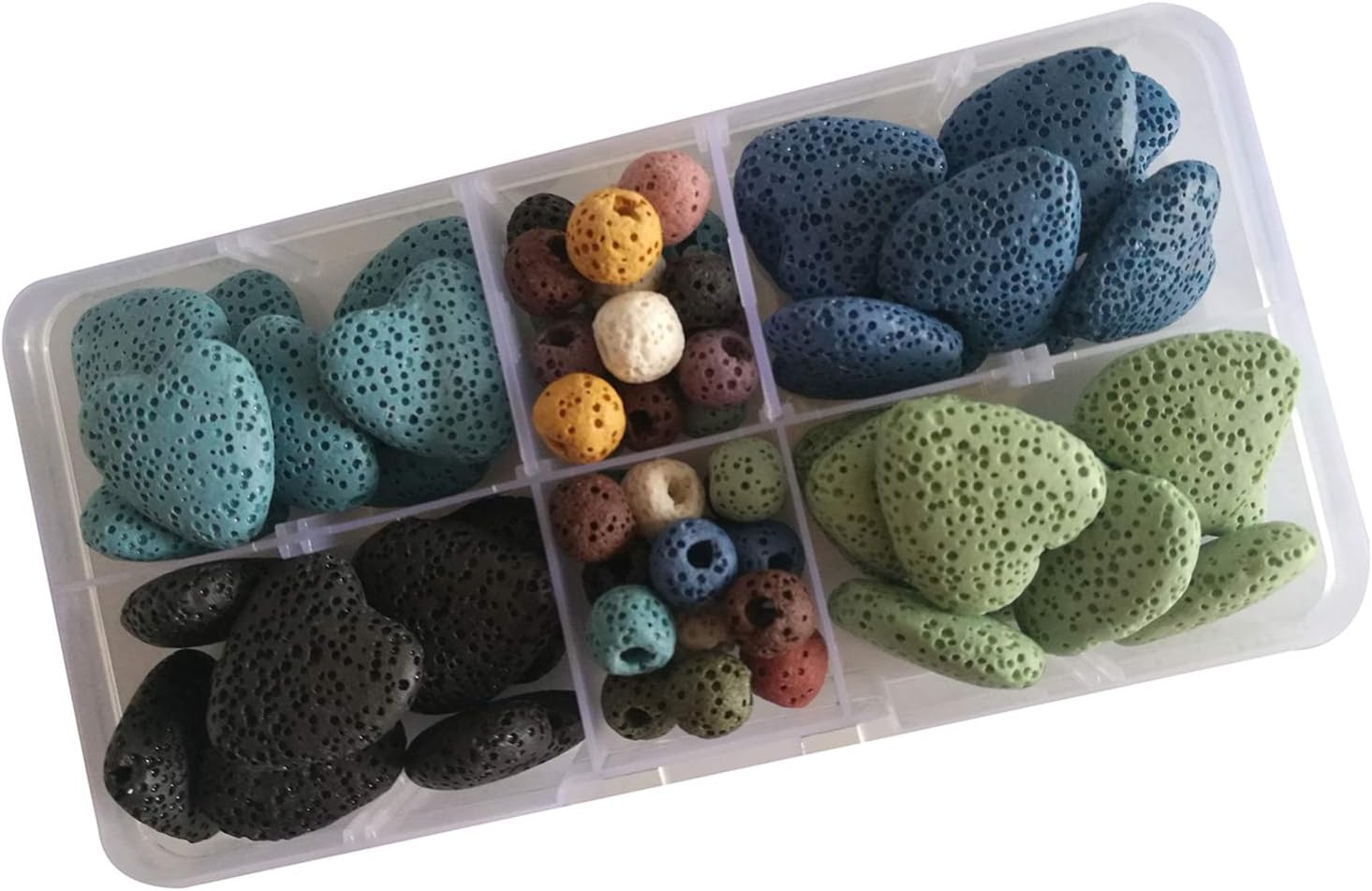 68PCS 20mm Heart-Shaped Colored Lava Stone Beads and 8mm Round Rock Beads Loose Beads Volcanic Gemstone Colored Lava Stone Beads for Necklace Bracelet Jewelry Making