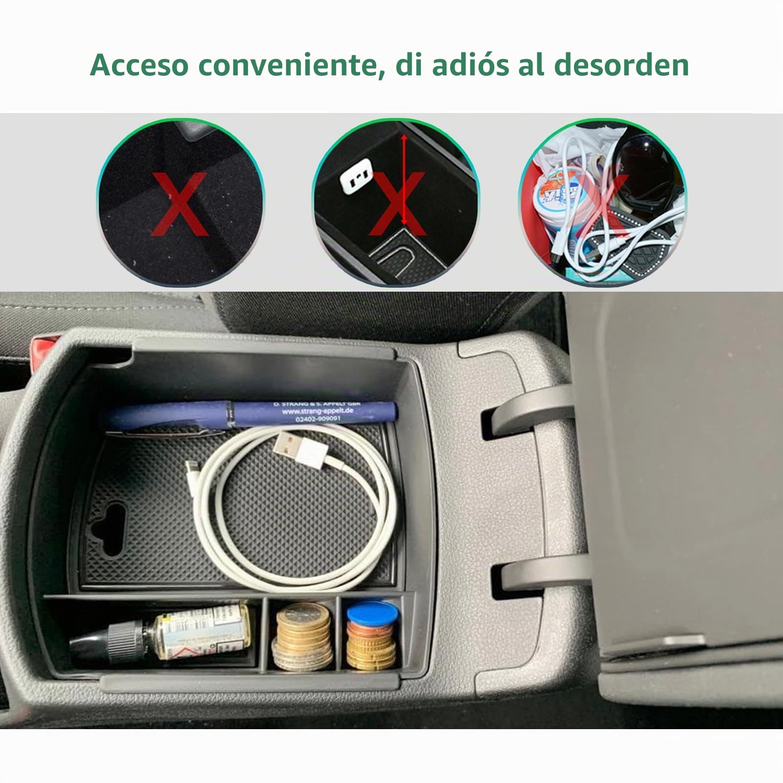 GAFAT 2017-2024 2025 Hyunda-i i30/i30 N/N Line/Fastback Caja de Almacenamiento para Consola Central, Reposabrazos Organizador Bandeja Guantera, Compatible con Hyundai i30 [No para Freno Electrónico]