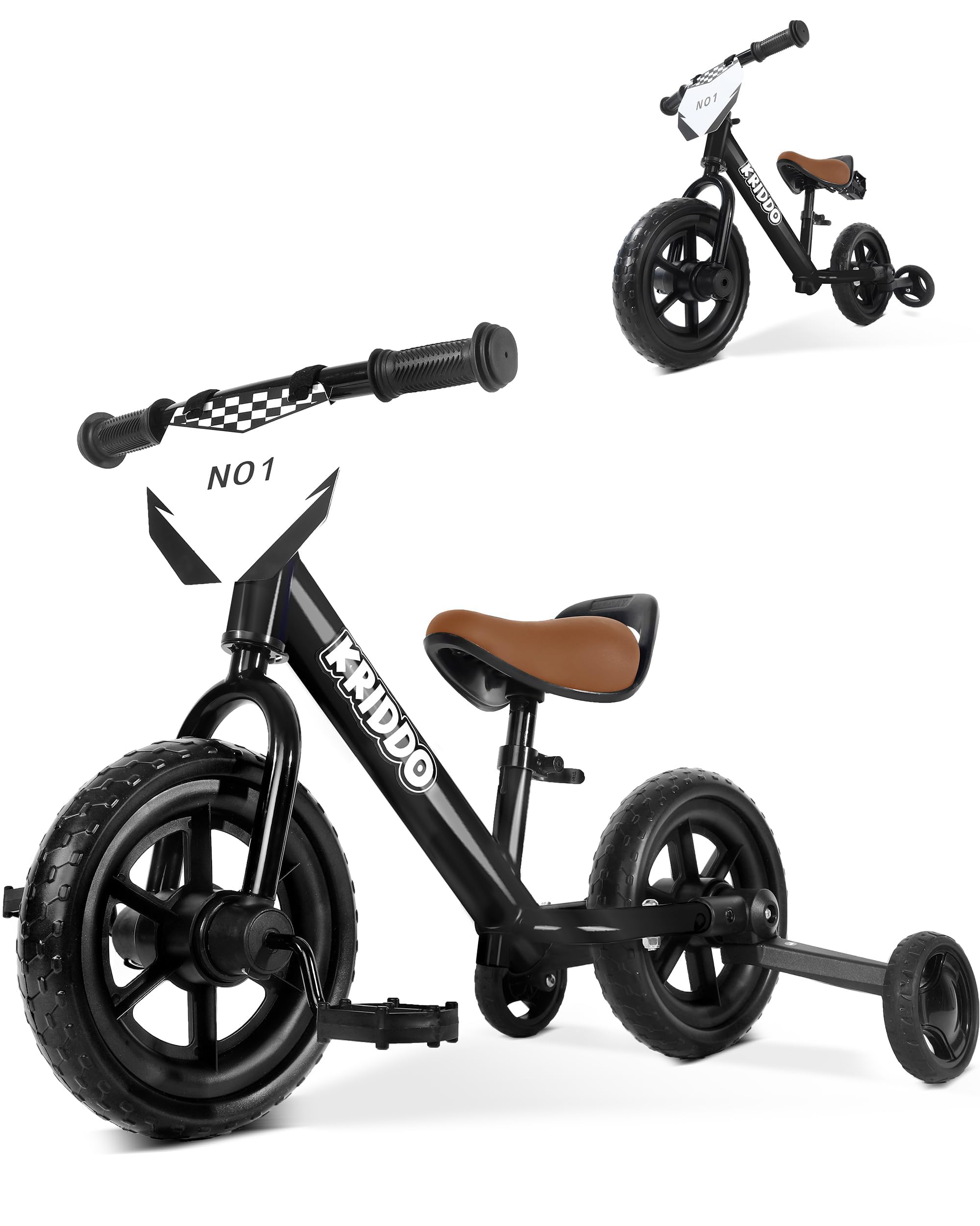 KRIDDO 2-in-1 Kids Tricycle and Toddler Balance Bike 18-36 Month