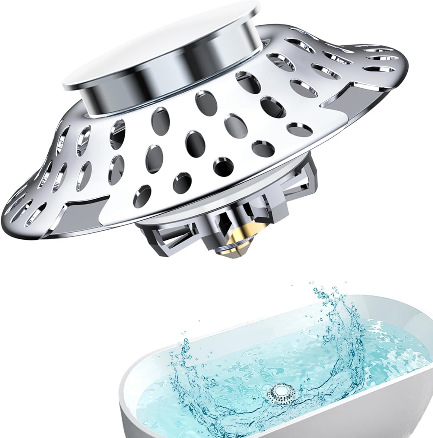 Amazon.com: Upgrade 2 in 1 Bathtub Stopper with Hair Catcher, Pop Up Tub Drain Stopper, Anti ...