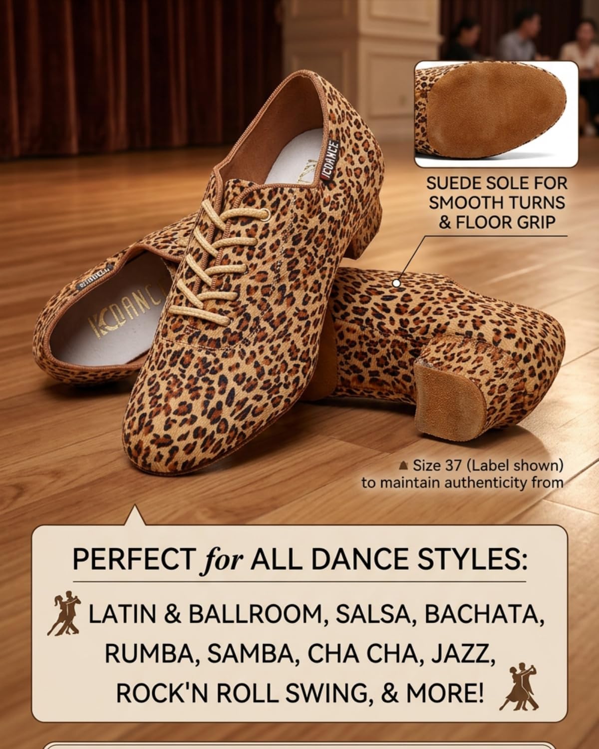 Hixingo Chaussures de Danse Grand Confort Femme Talon 3.5 CM, Chaussures de Danse Latine Femme Bout Fermé pour Salsa Bachata, Jazz, Latin, Standard, Rumba, Cha Cha