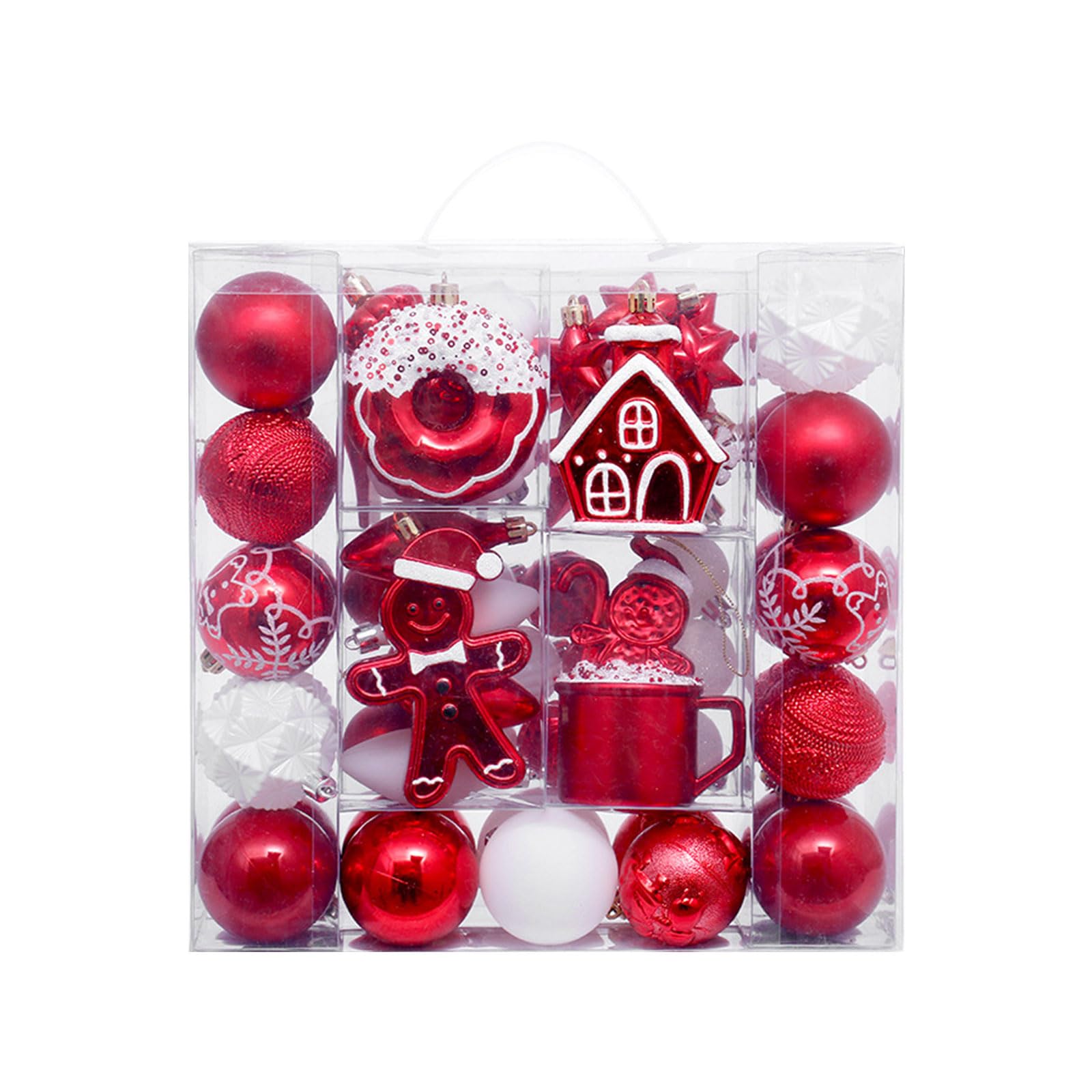 Xjdzineq 74Pcs Christmas Baubles Ball Tree Hanging Ornament for Wreath Mantels Winter Holiday Party Centerpieces Accessories