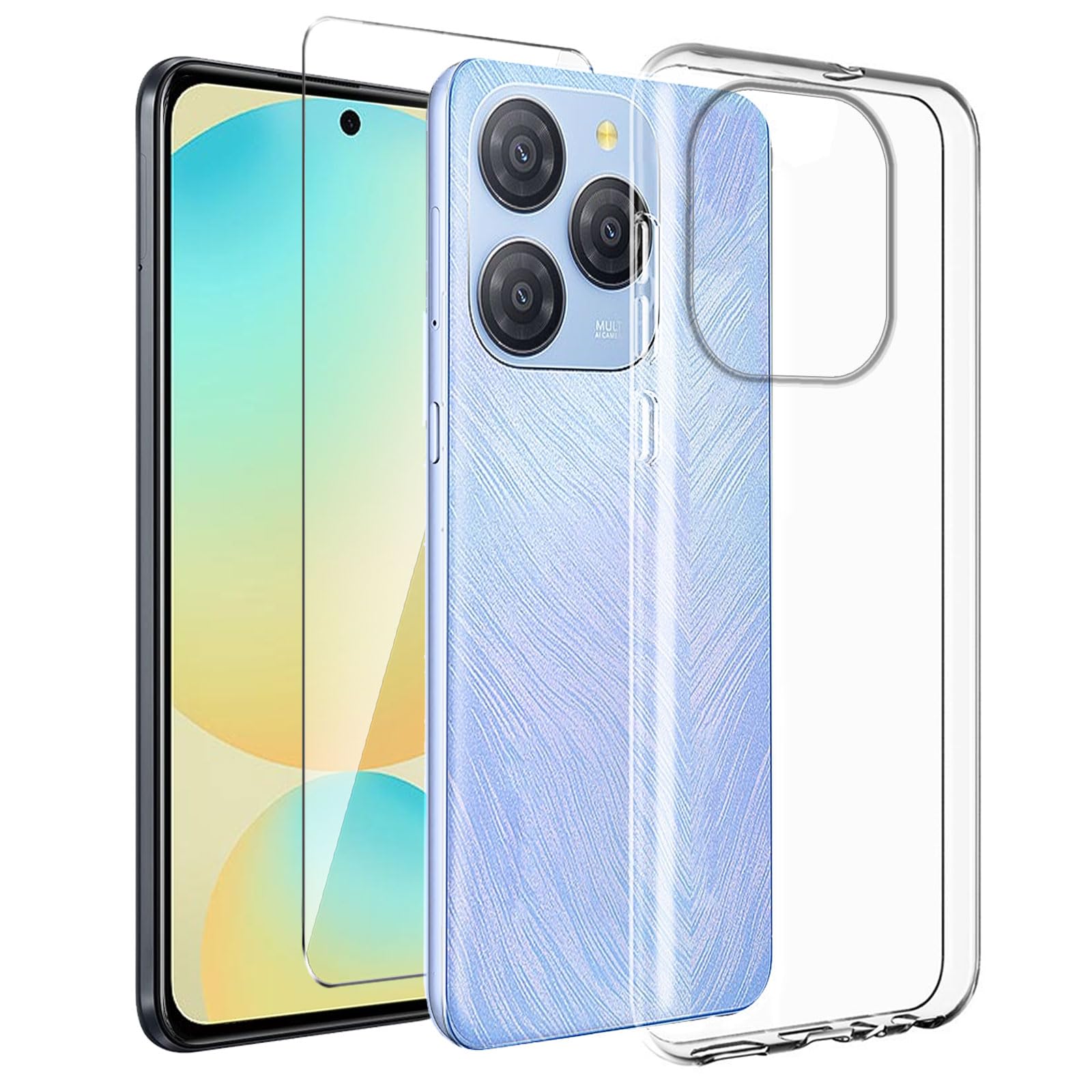 Cover Copatibile per Blackview A52/A52 pro con 2 Pellicola Vetro Teperato, orbido Silicone ed