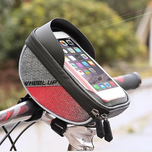 Miniatura 6 de Bolsa de manillar de bicicleta, soporte para teléfono de bicicleta, bolsa impermeable para bicicleta de tubo superior, bolsa de marco de ciclismo,