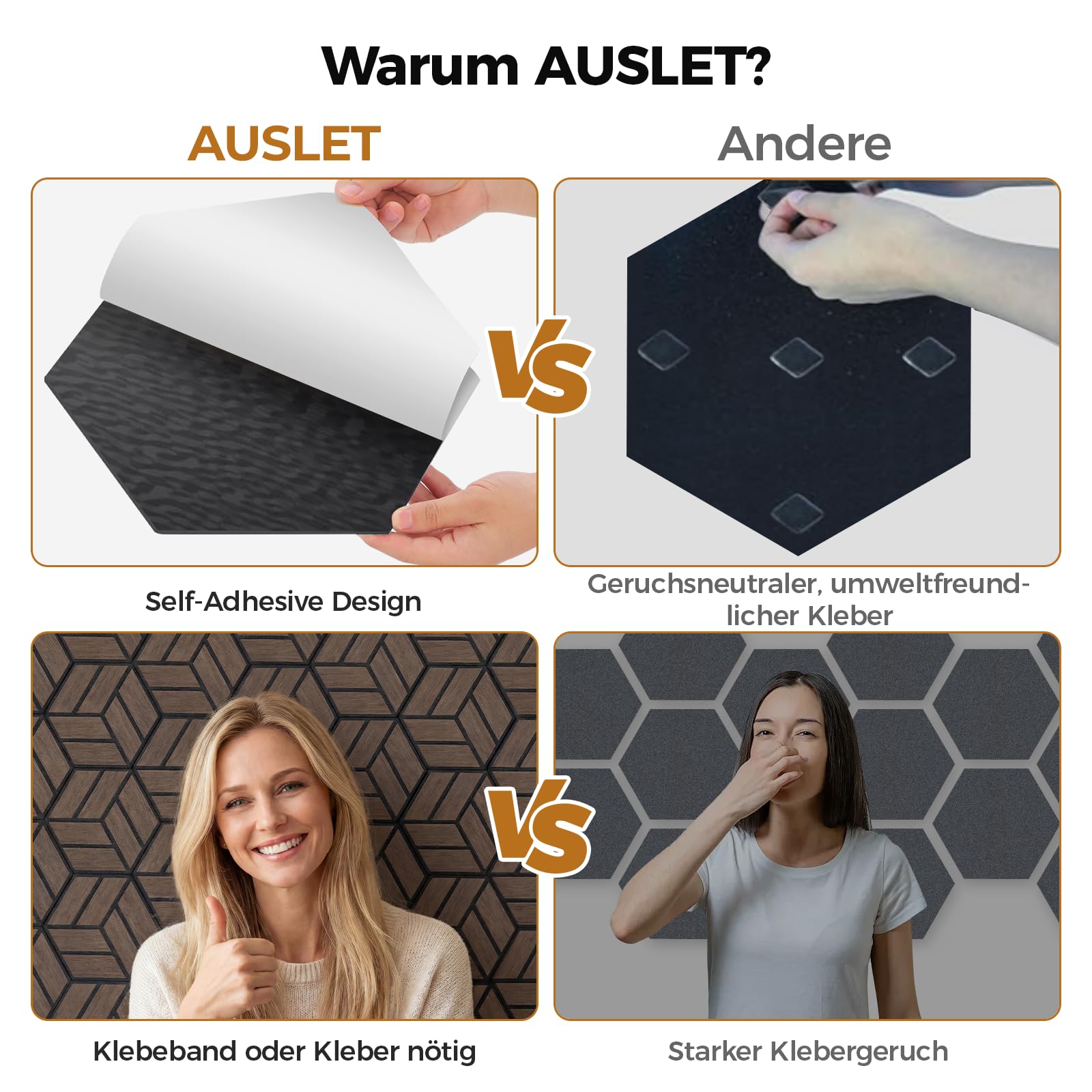 12 Stück Hexagon Akustikplatten Selbstklebend, 30 x 26 x 0,9 cm Hohe Dichte schallabsorber wand, Schallschutzplatten für Studio, Büro, Akustische Behandlung und Gaming deko, Walnuss