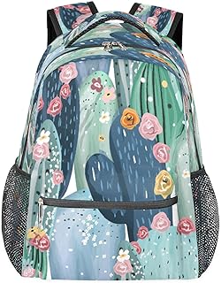 Mochilas de viagem para laptop para mulheres homens aquarela flor cacto resistente à água mochilas escolares leves para adolescentes meninas/meninos, mochila casual para viajar, acampar, caminhar, Multicor, Medium, Mochilas Daypack