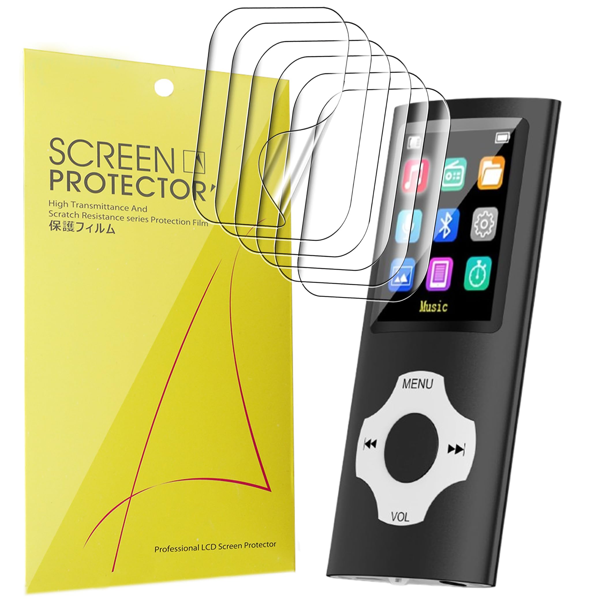 Lamshaw Full Coverage TPU Clear Film Compatible for Safuciiv MP3 Player-1.8 Inches (TPU-6 Pack)