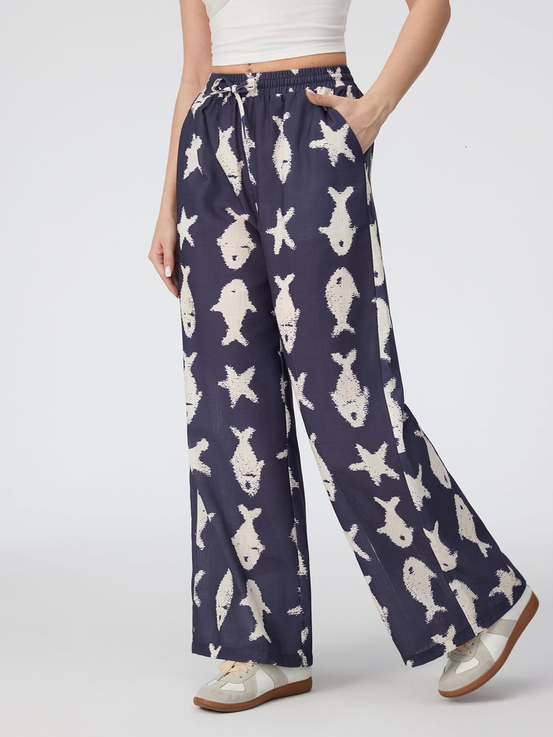 CIDER Womens Wide Leg Pants Drawstring High Waist Long Loose Fit Pants Casual Summer Outfits