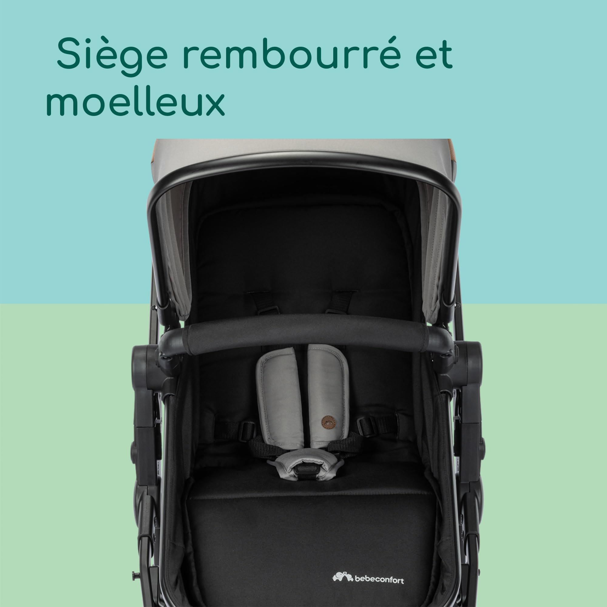 Bebeconfort Haze Trio Lux, Poussette 3-en-1 Avec Siège Auto Bébé (i-Size), 0-4 ans (max. 22 kg), Unité de Siège 2-en-1, Position Allongée, Pliage Compact, Poussette Trio Légère, Tinted Grey