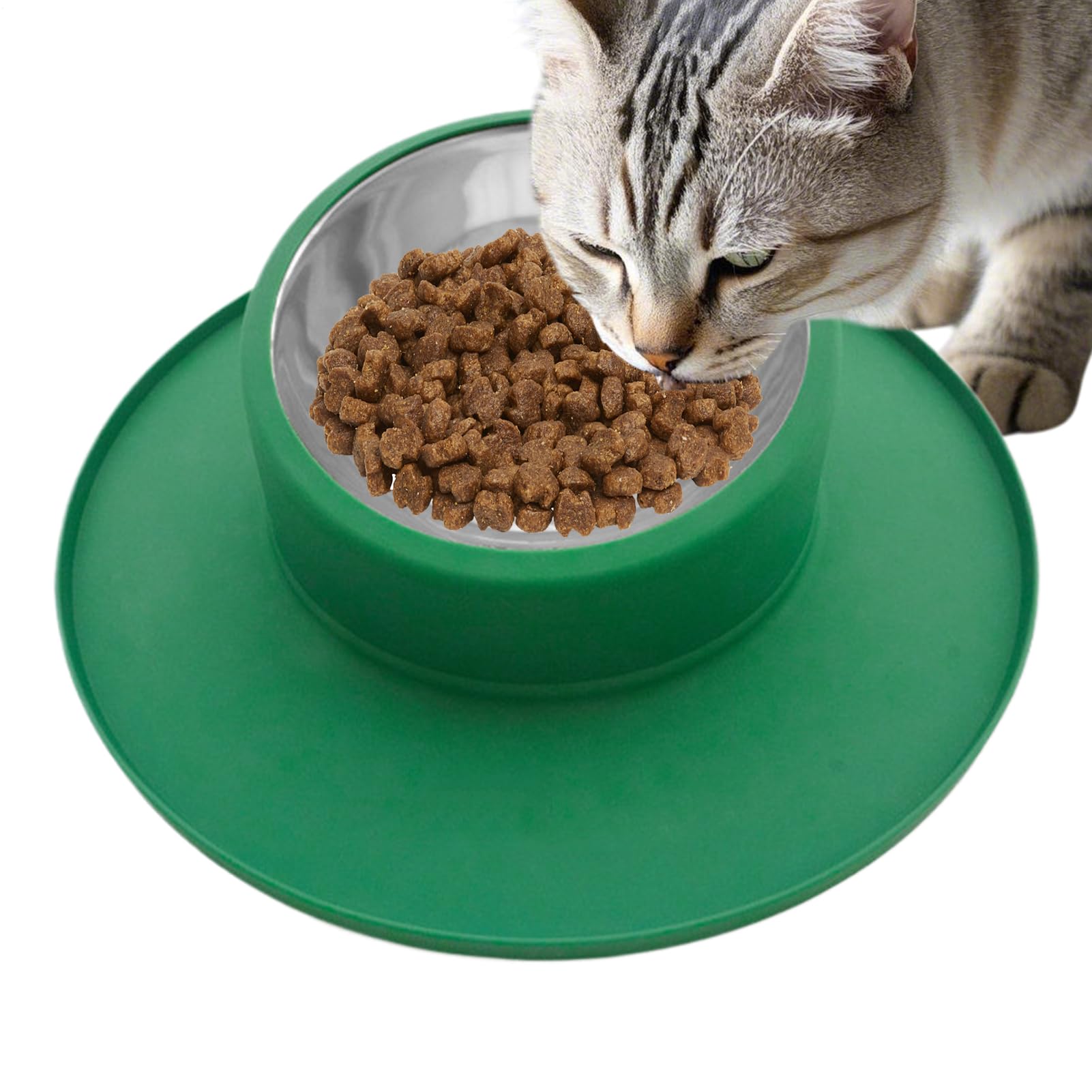 Anti-tip Pet Bowl | Non-Slip Silicone and Stainless Steel Drinker, Leakproof Drinking Bowl for Kittens | for Indoor Travel Dogs Cats Small Pets
